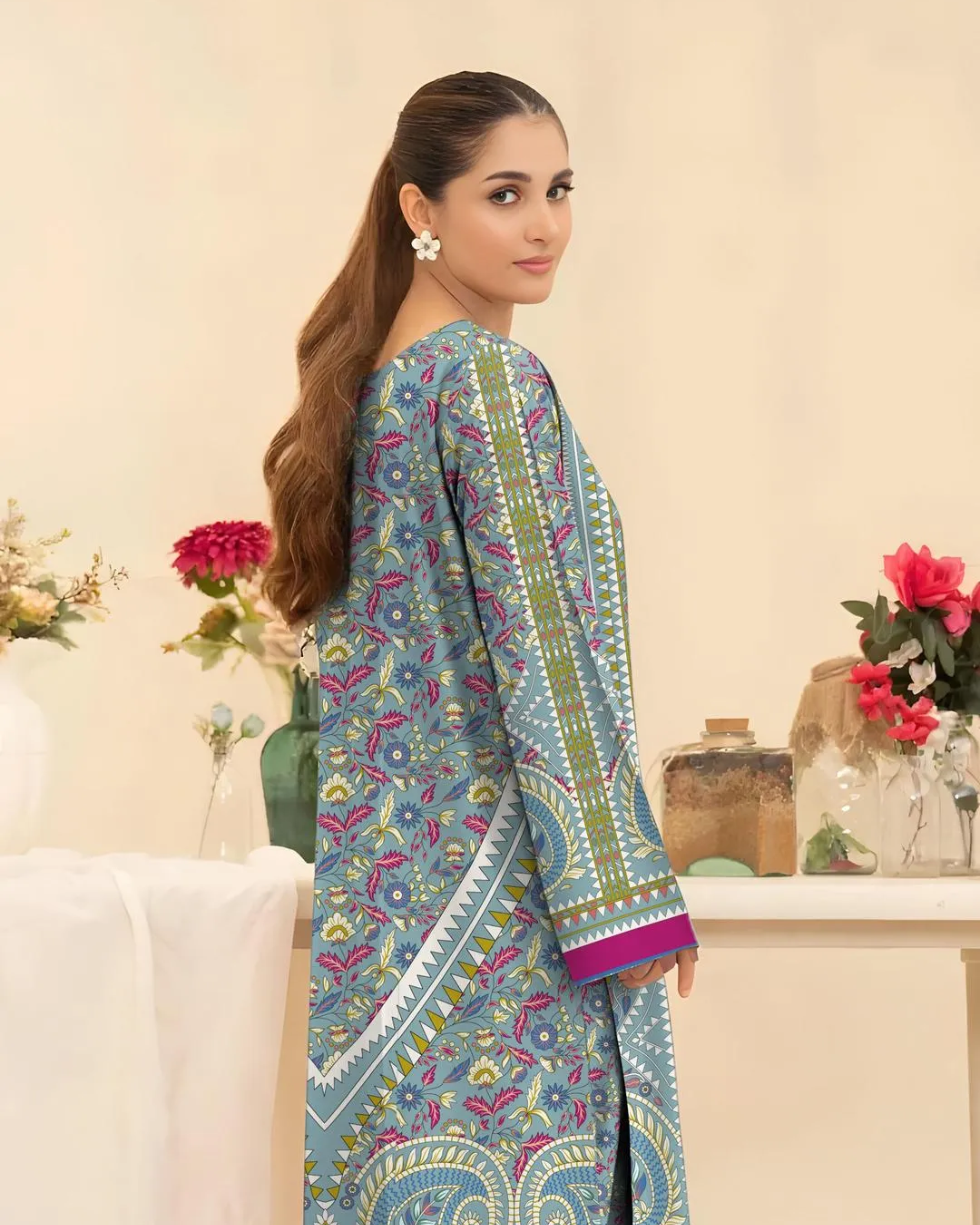 2 Pcs Women's Unstitched Printed Suit