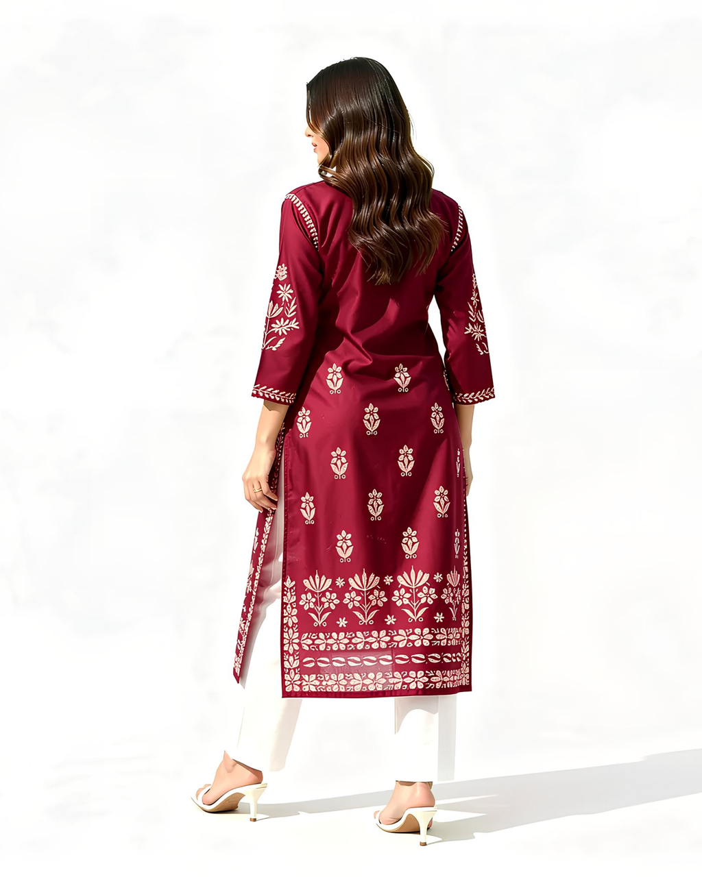 1 Pc Stitched Linen Embroidered Kurta