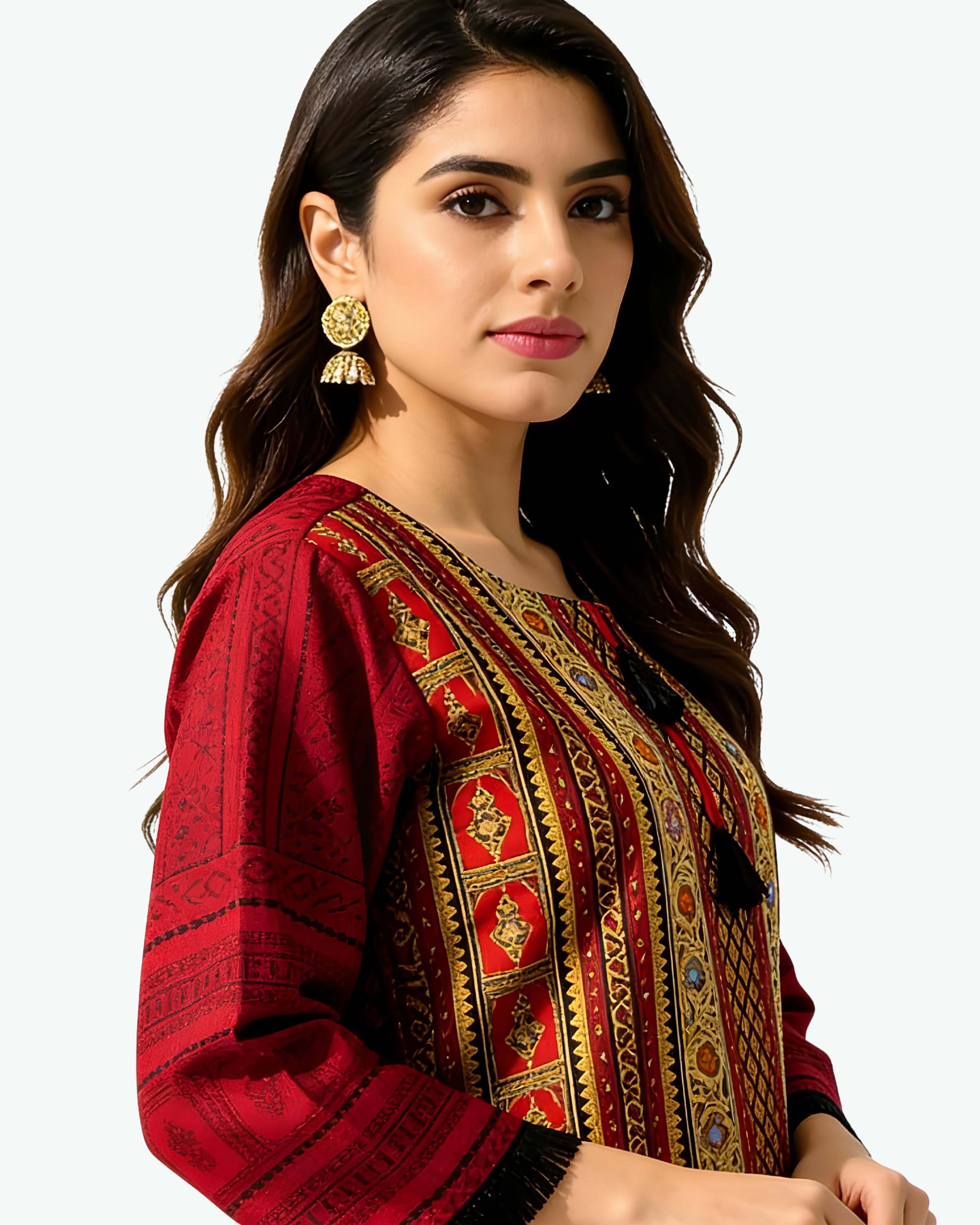1 Pc Stitched Linen Embroidered Kurta