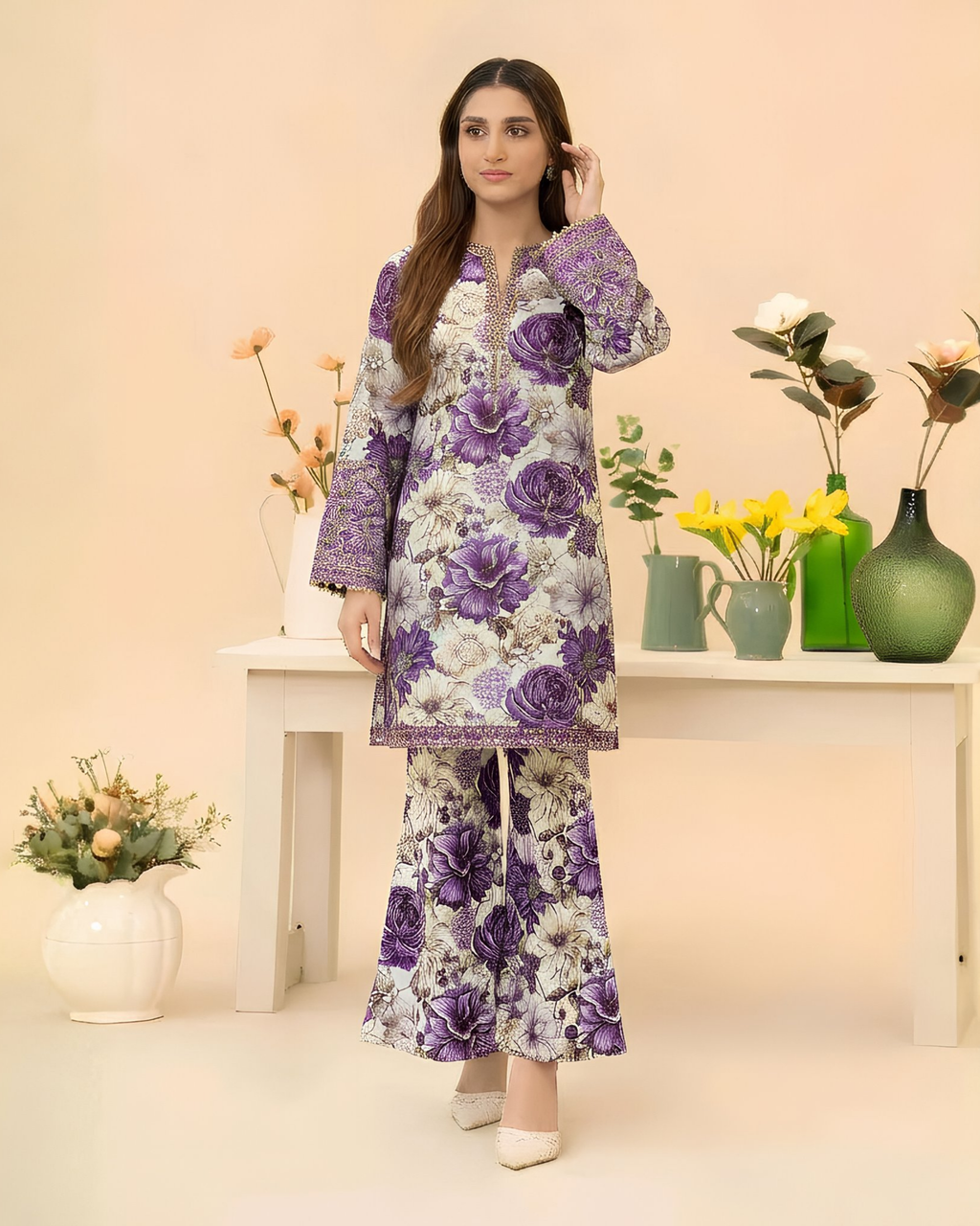 2 Pcs Unstitched Printed Suit