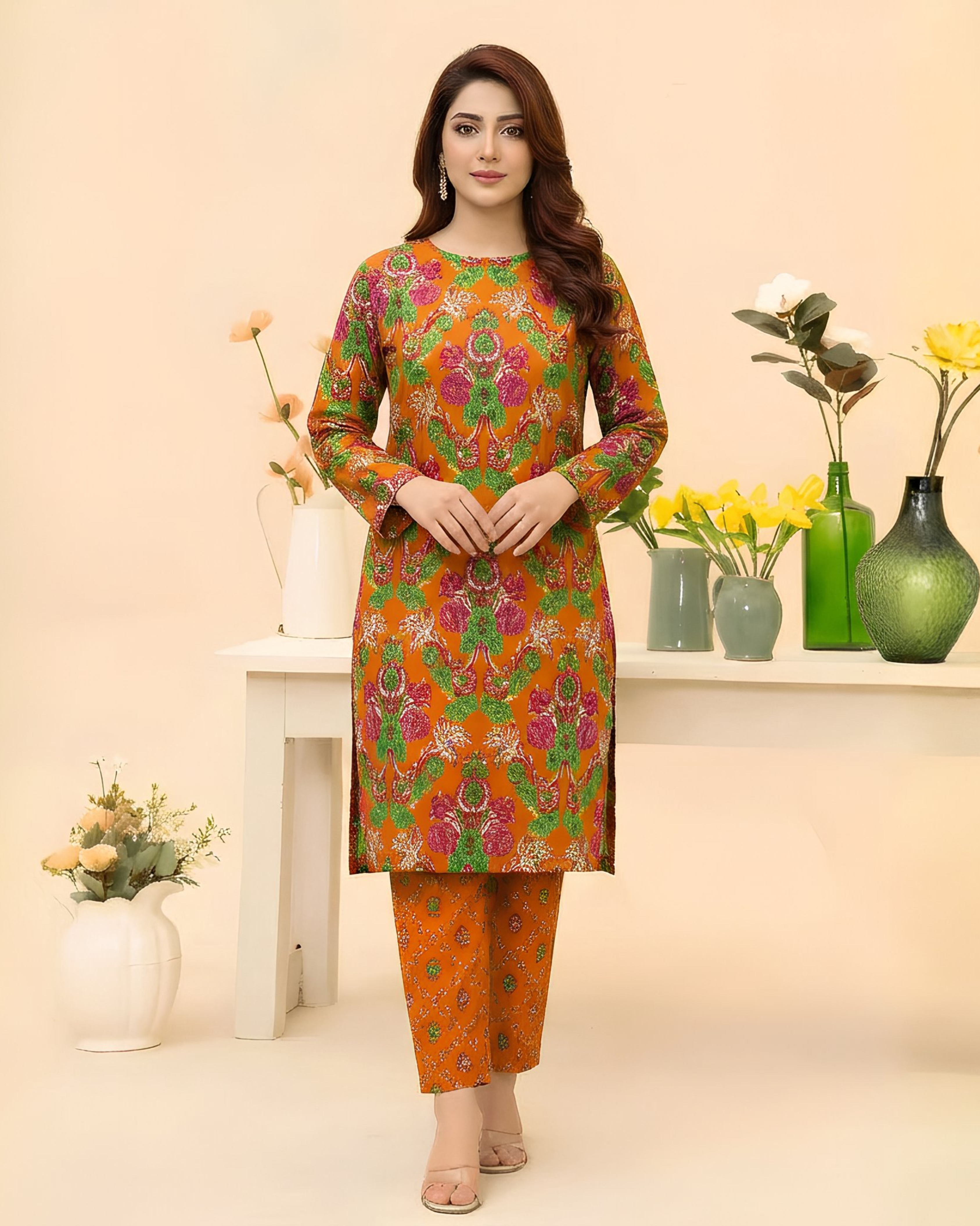 2 Pcs Unstitched Printed Suit