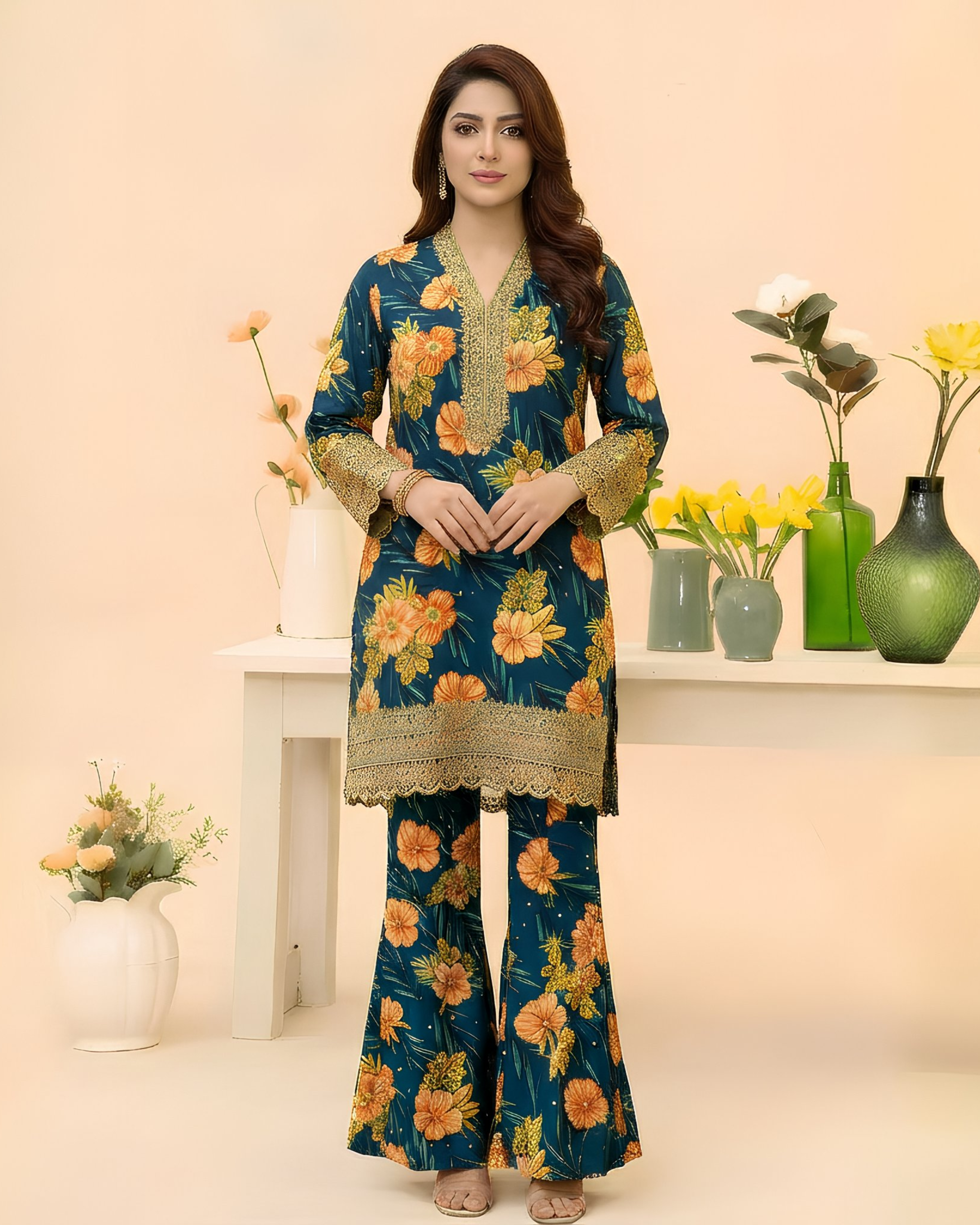 2 Pcs Unstitched Printed Suit