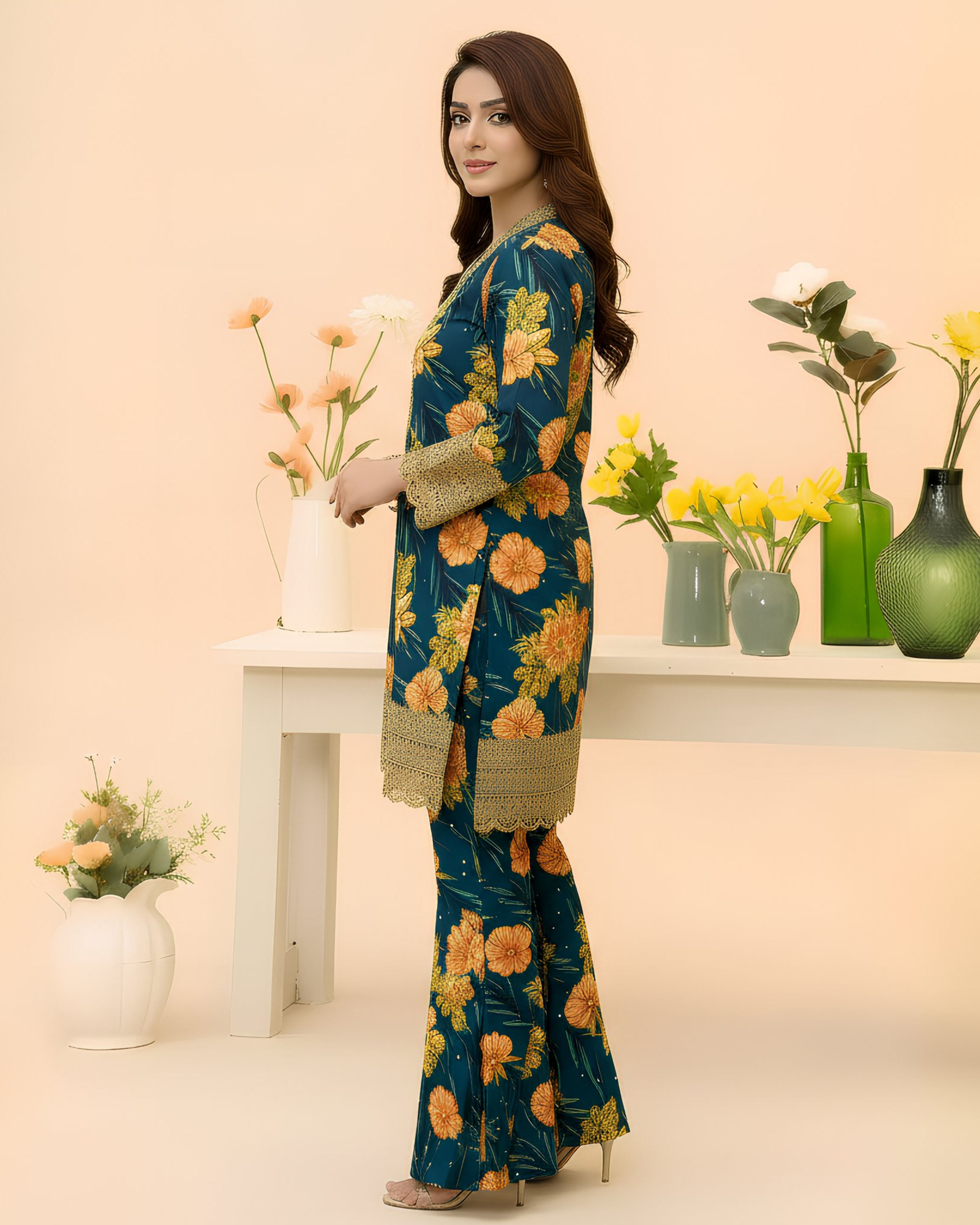 2 Pcs Unstitched Printed Suit