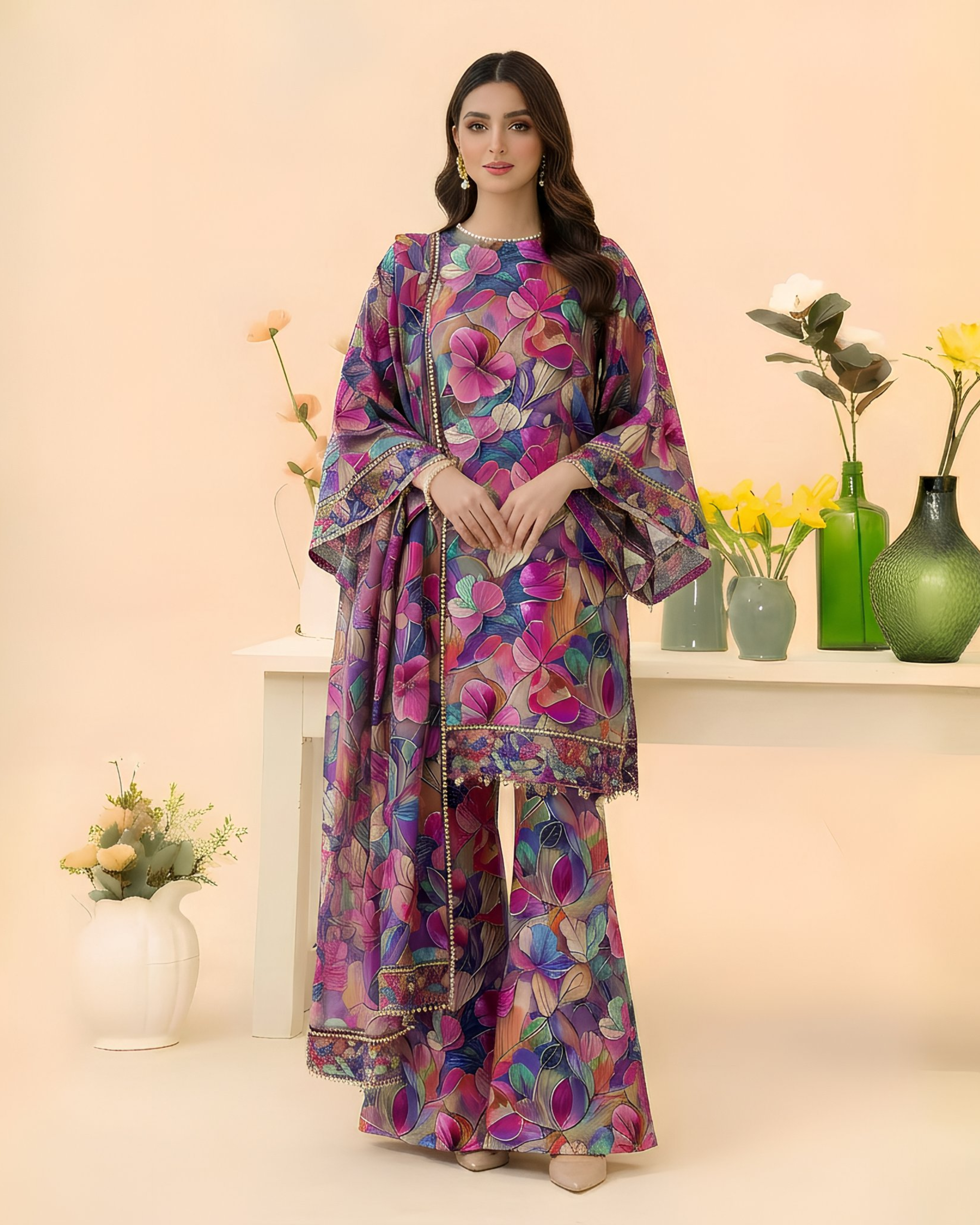2 Pcs Unstitched Printed Suit