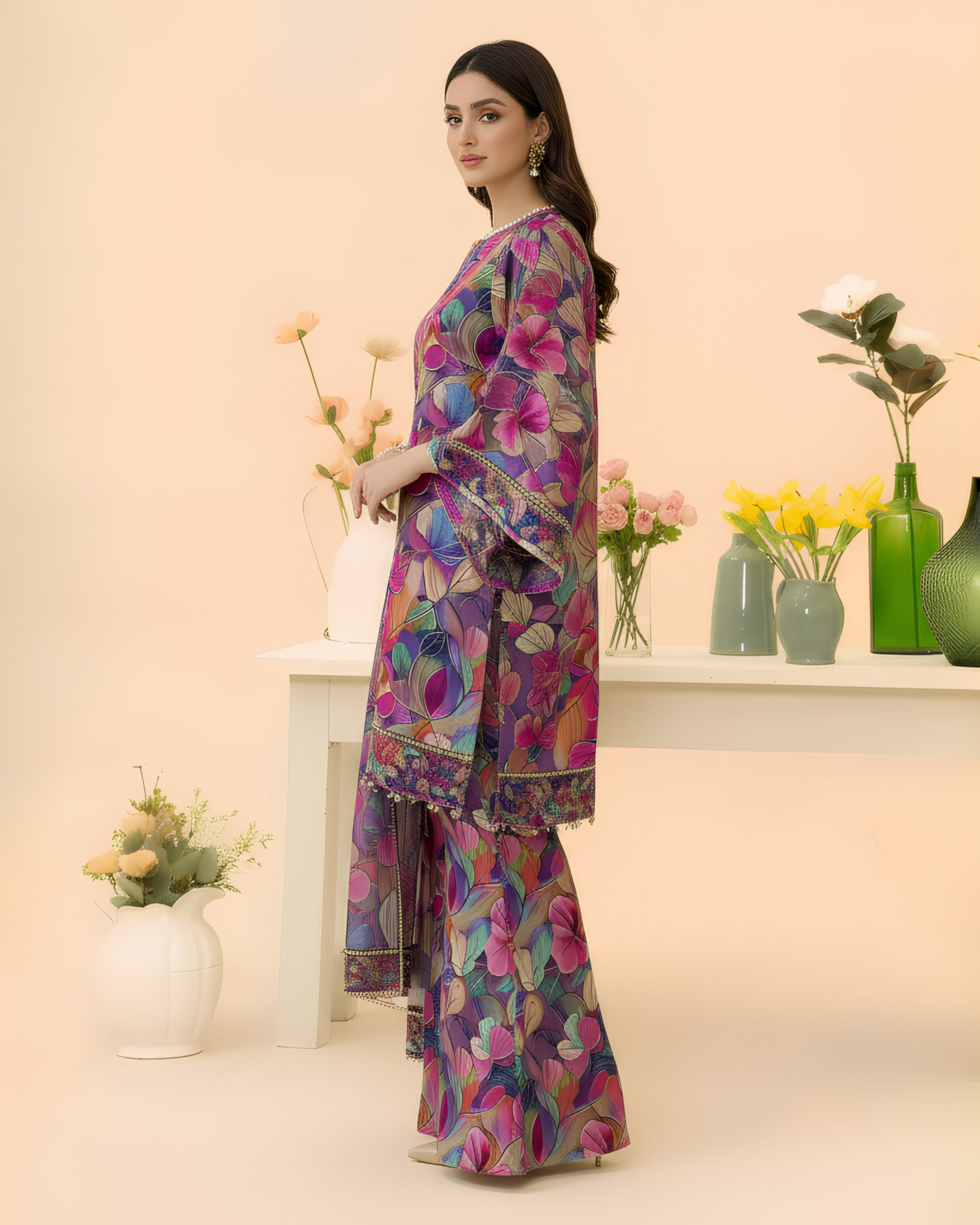 2 Pcs Unstitched Printed Suit