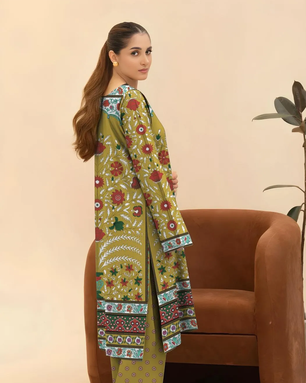 2 Pcs Women's Unstitched Printed Suit