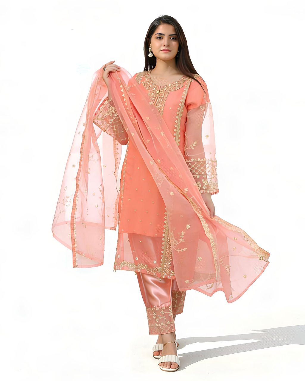 3 Pcs Organza Embroidered Set