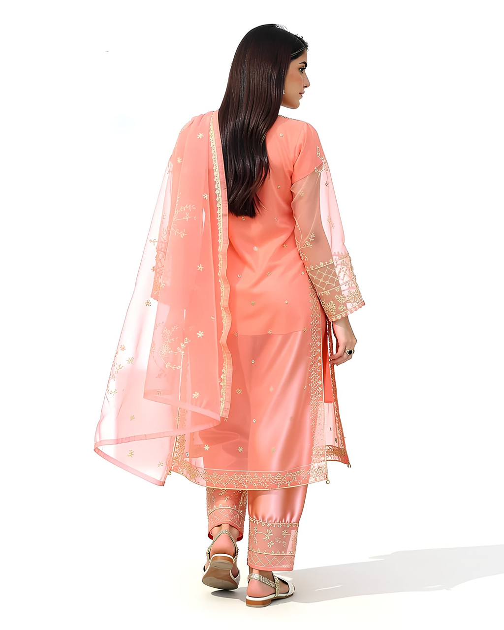 3 Pcs Organza Embroidered Set