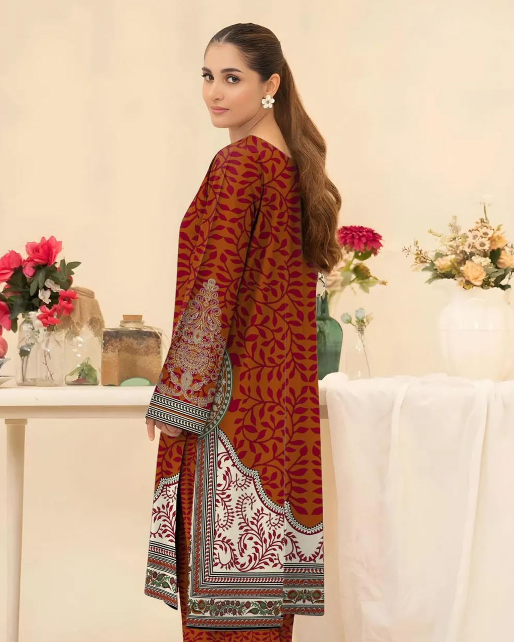 2 Pcs Women's Unstitched Printed Suit