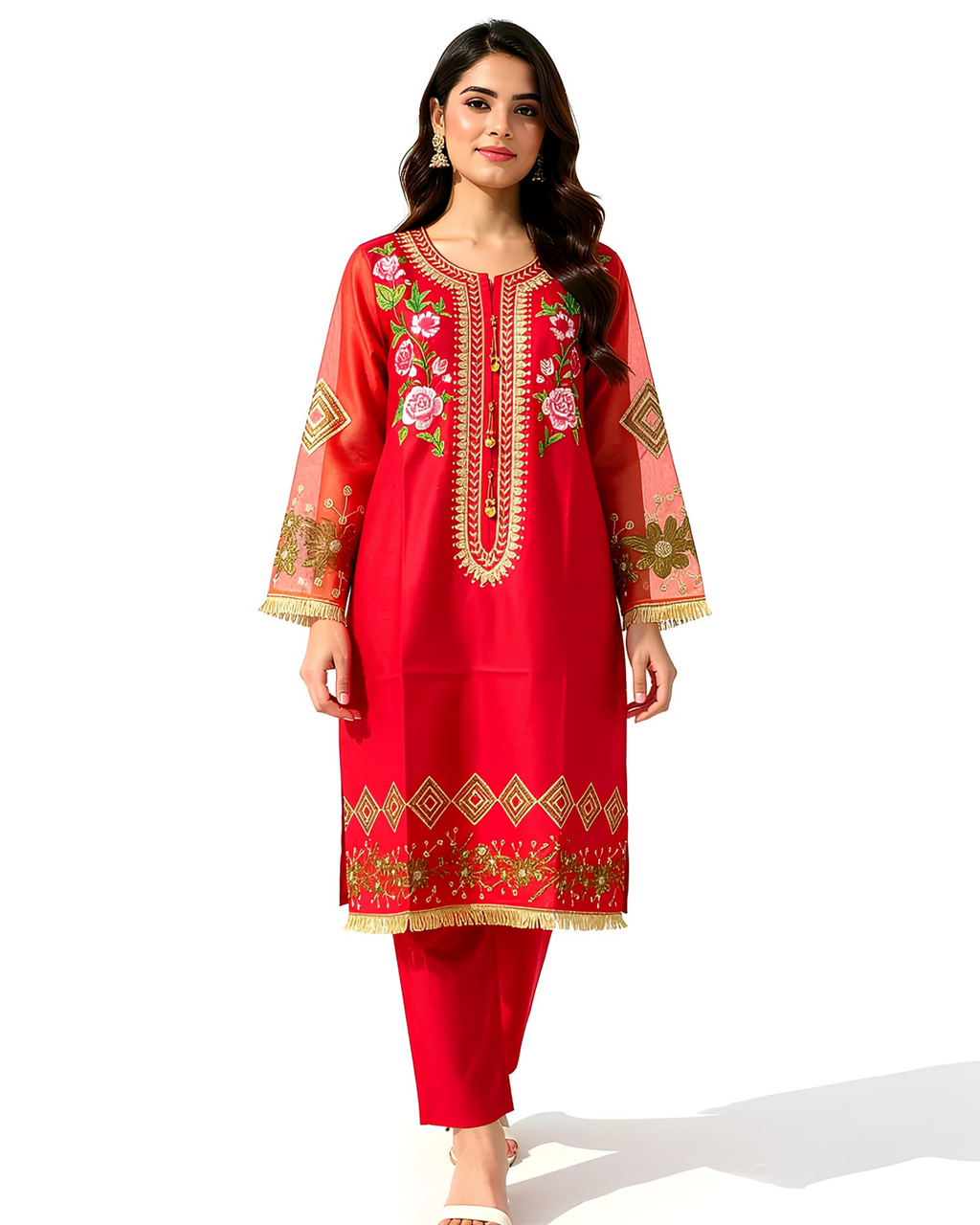 1 Pc Stitched Embroidered Kurta