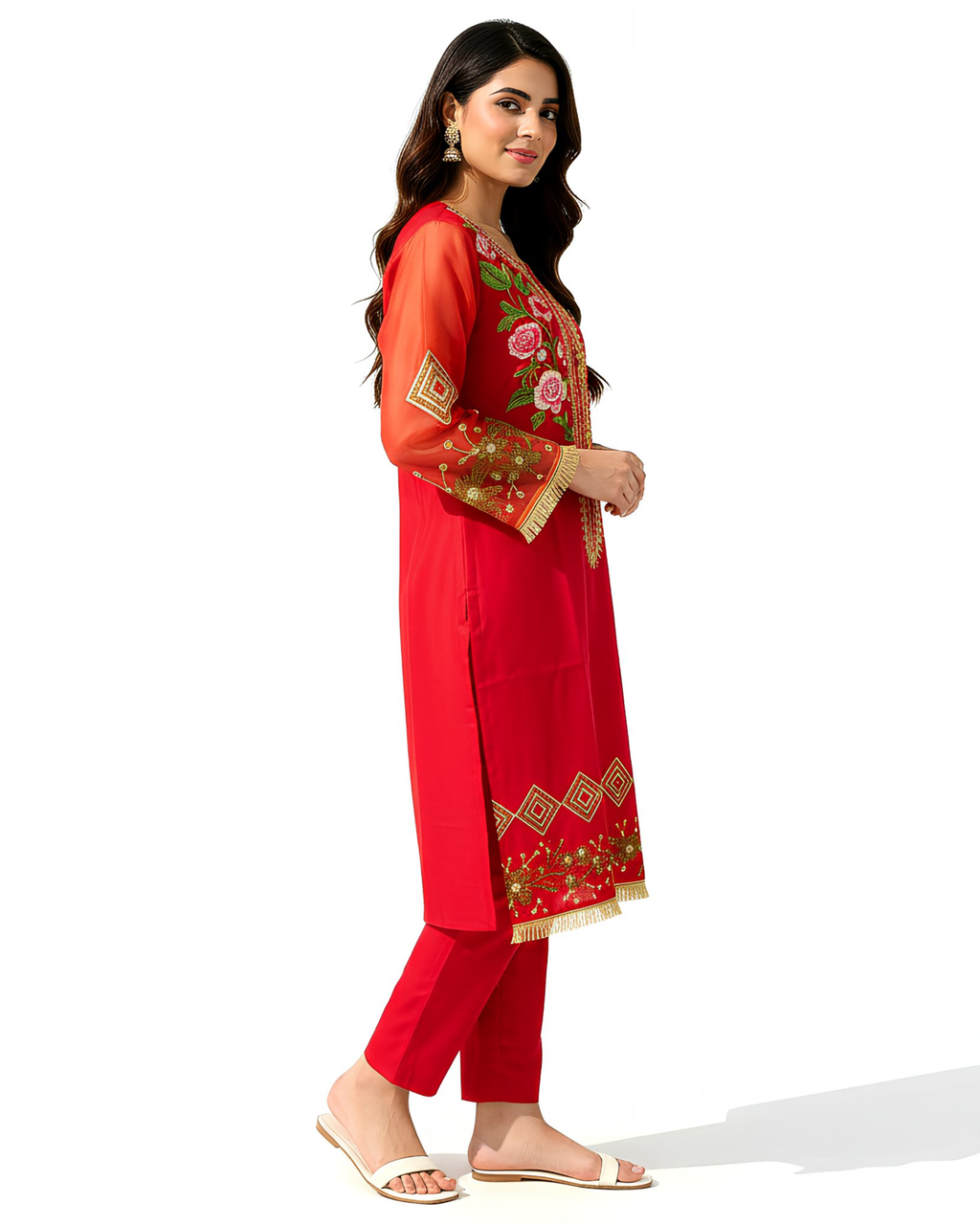 1 Pc Stitched Embroidered Kurta