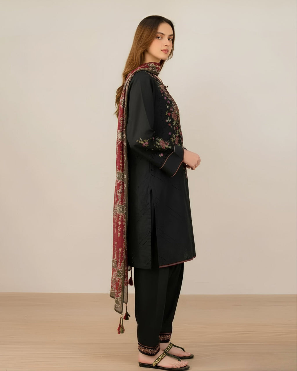 2 Pcs Unstitched Embroidered Suit