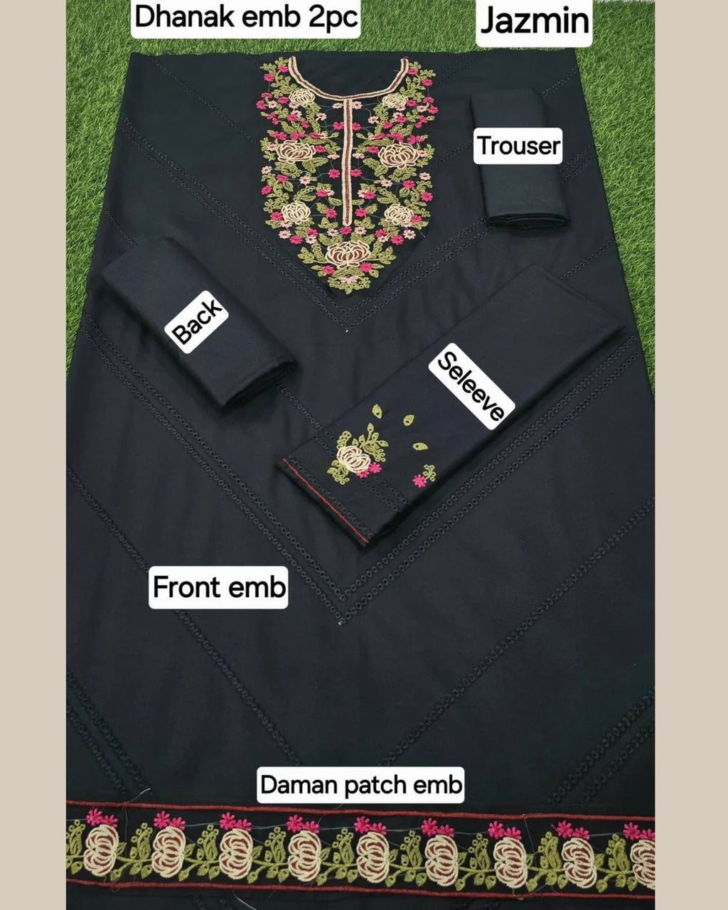 2 Pcs Unstitched Embroidered Suit