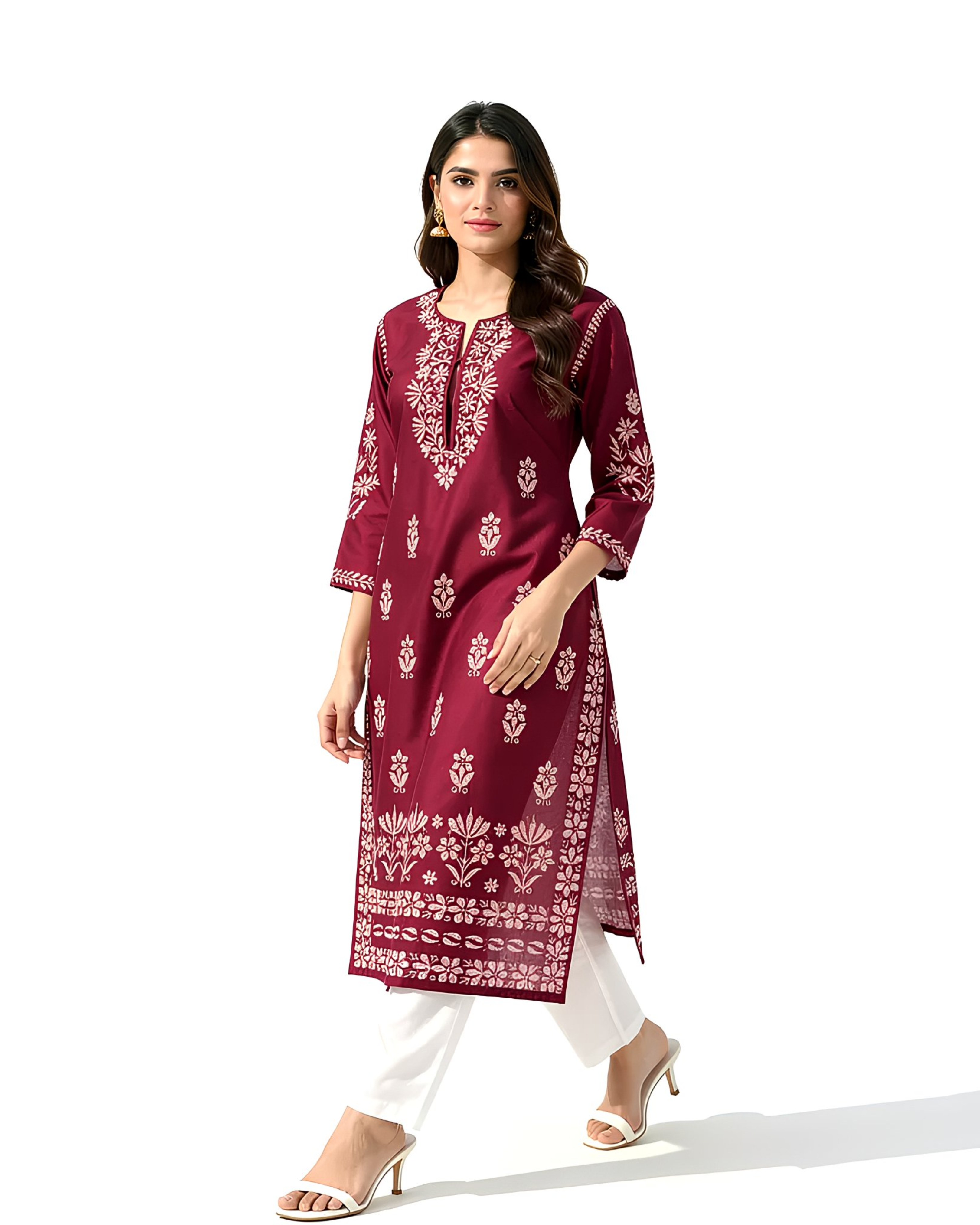 1 Pc Stitched Linen Embroidered Kurta