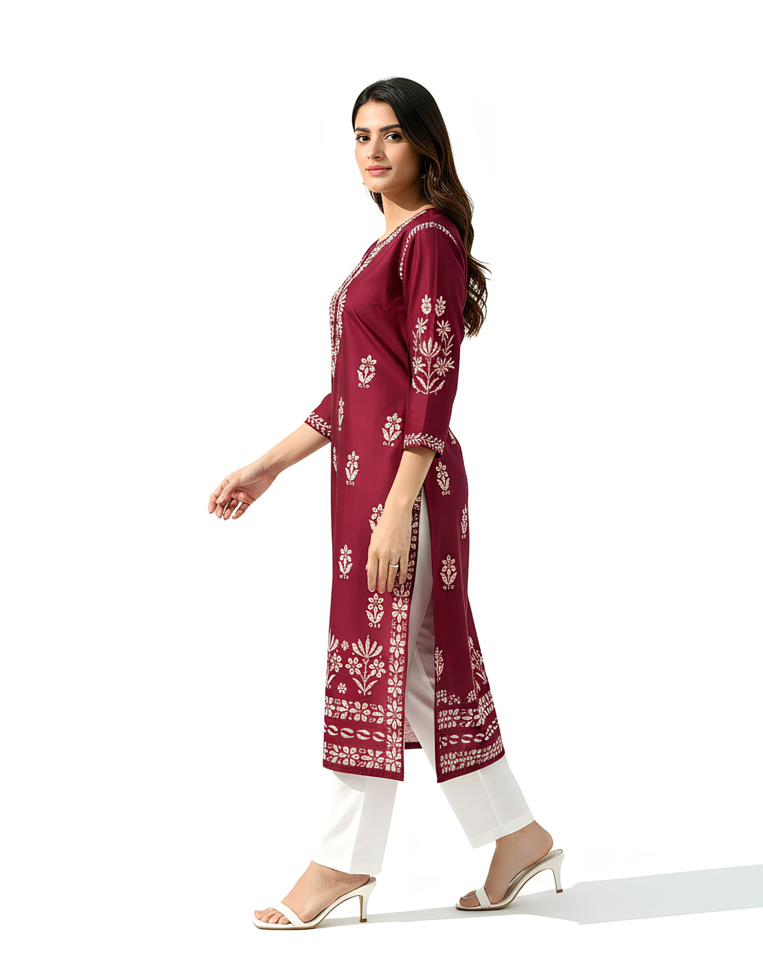 1 Pc Stitched Linen Embroidered Kurta