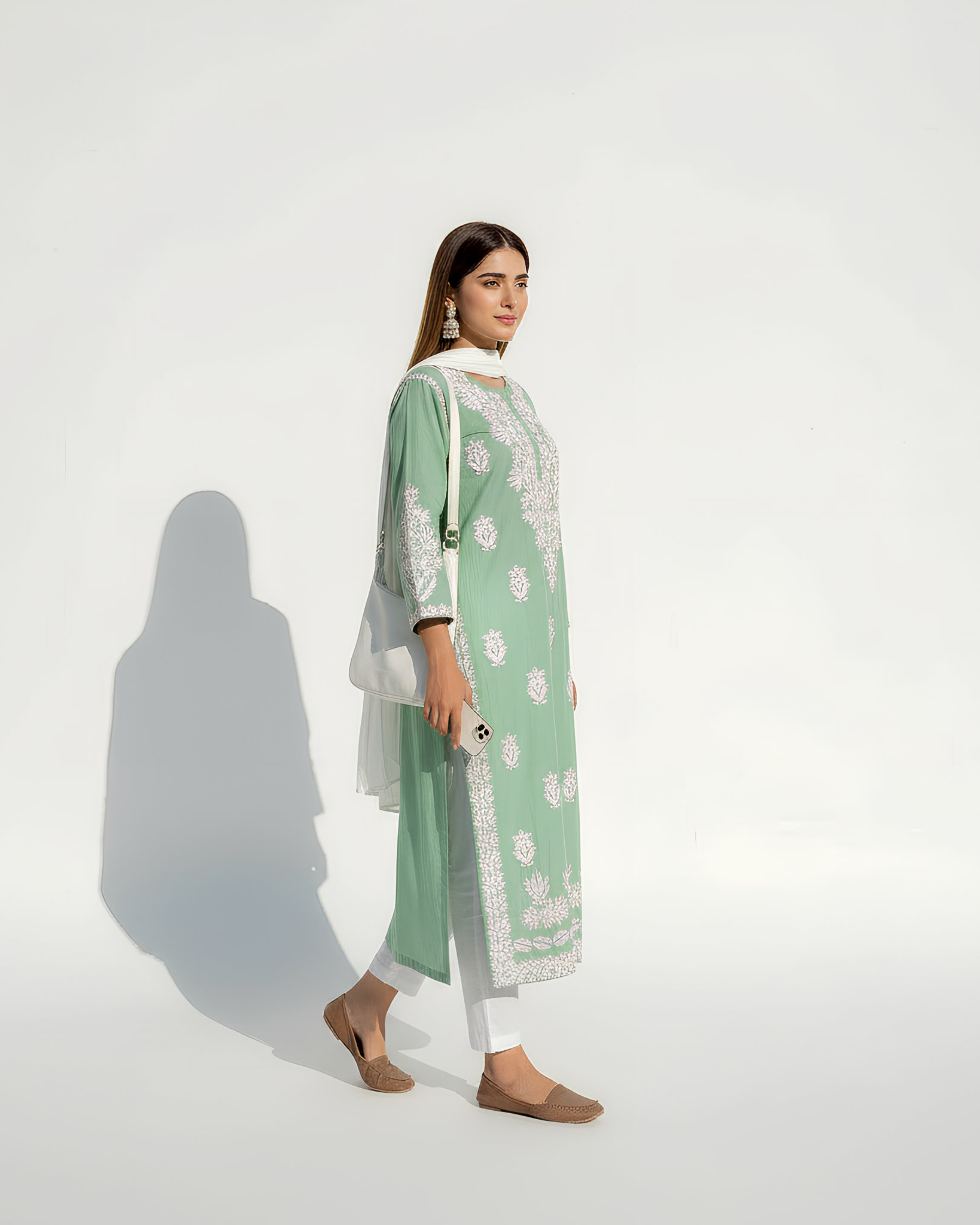 1 Pc Stitched Linen Embroidered Kurta