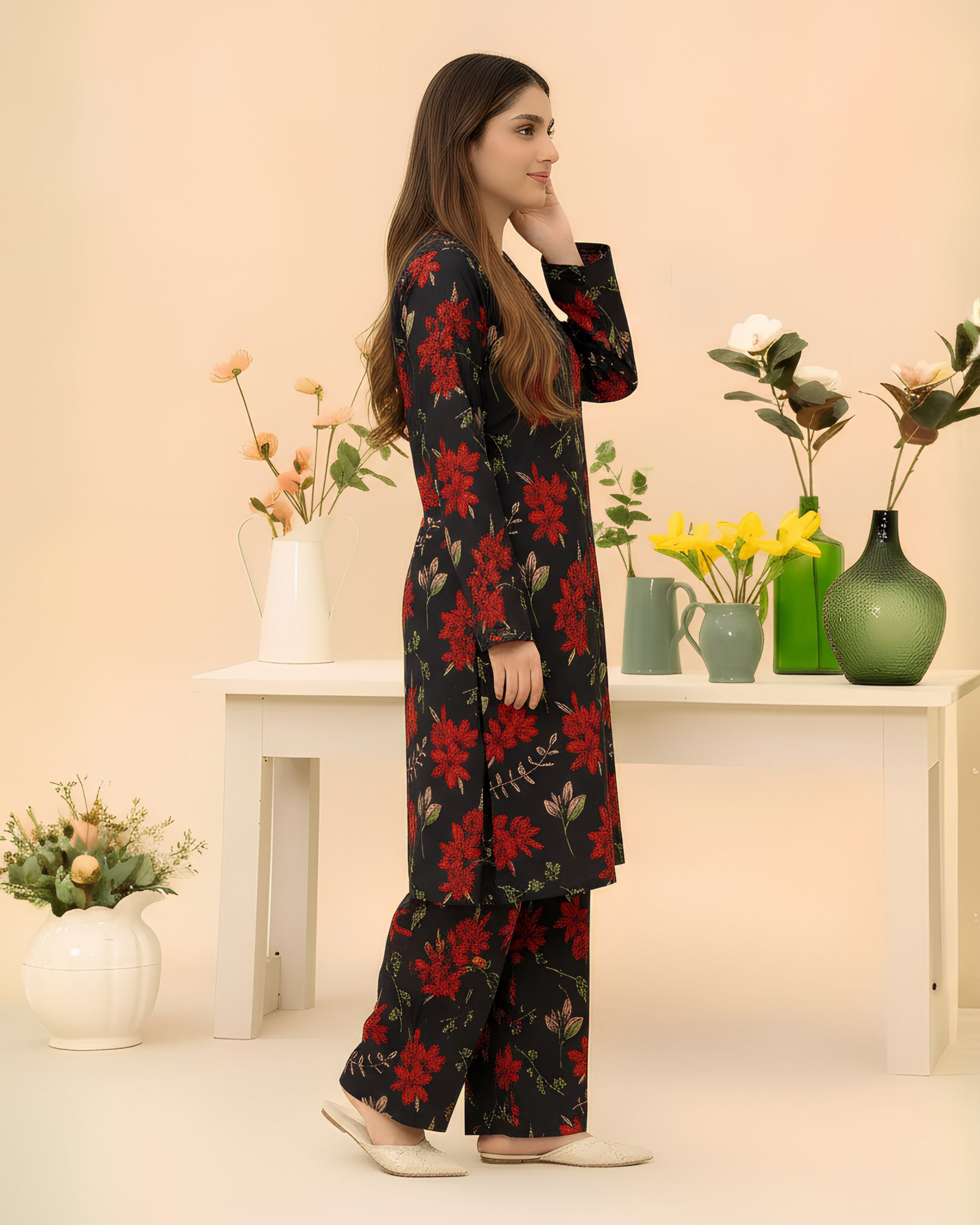 2 Pcs Unstitched Printed Suit