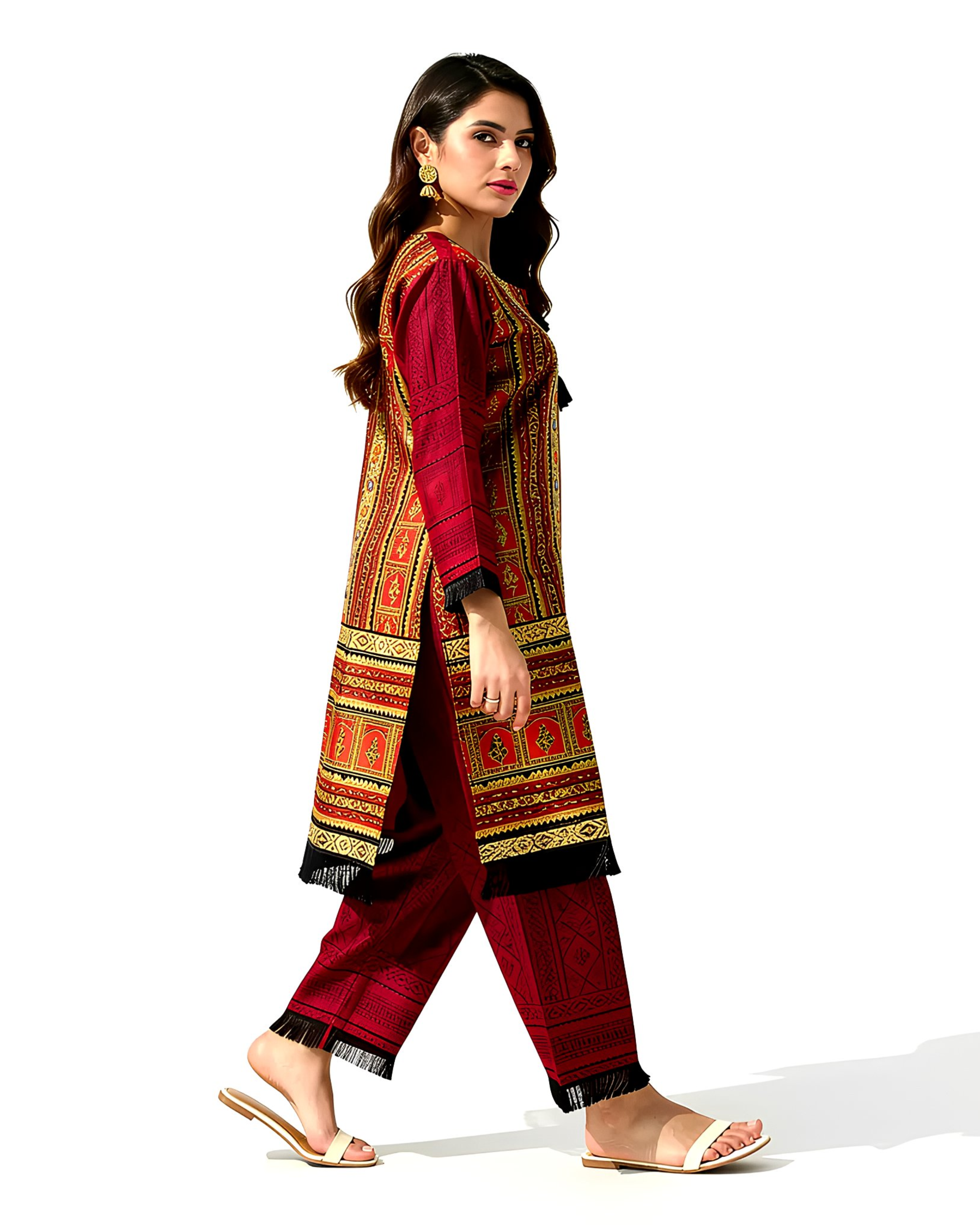 1 Pc Stitched Linen Embroidered Kurta