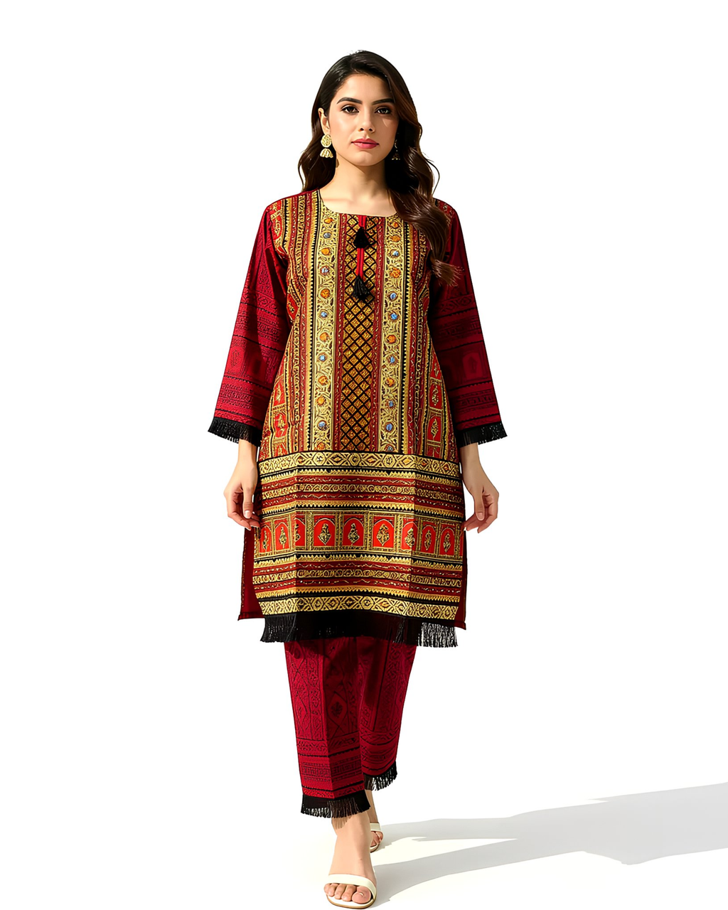 1 Pc Stitched Linen Embroidered Kurta