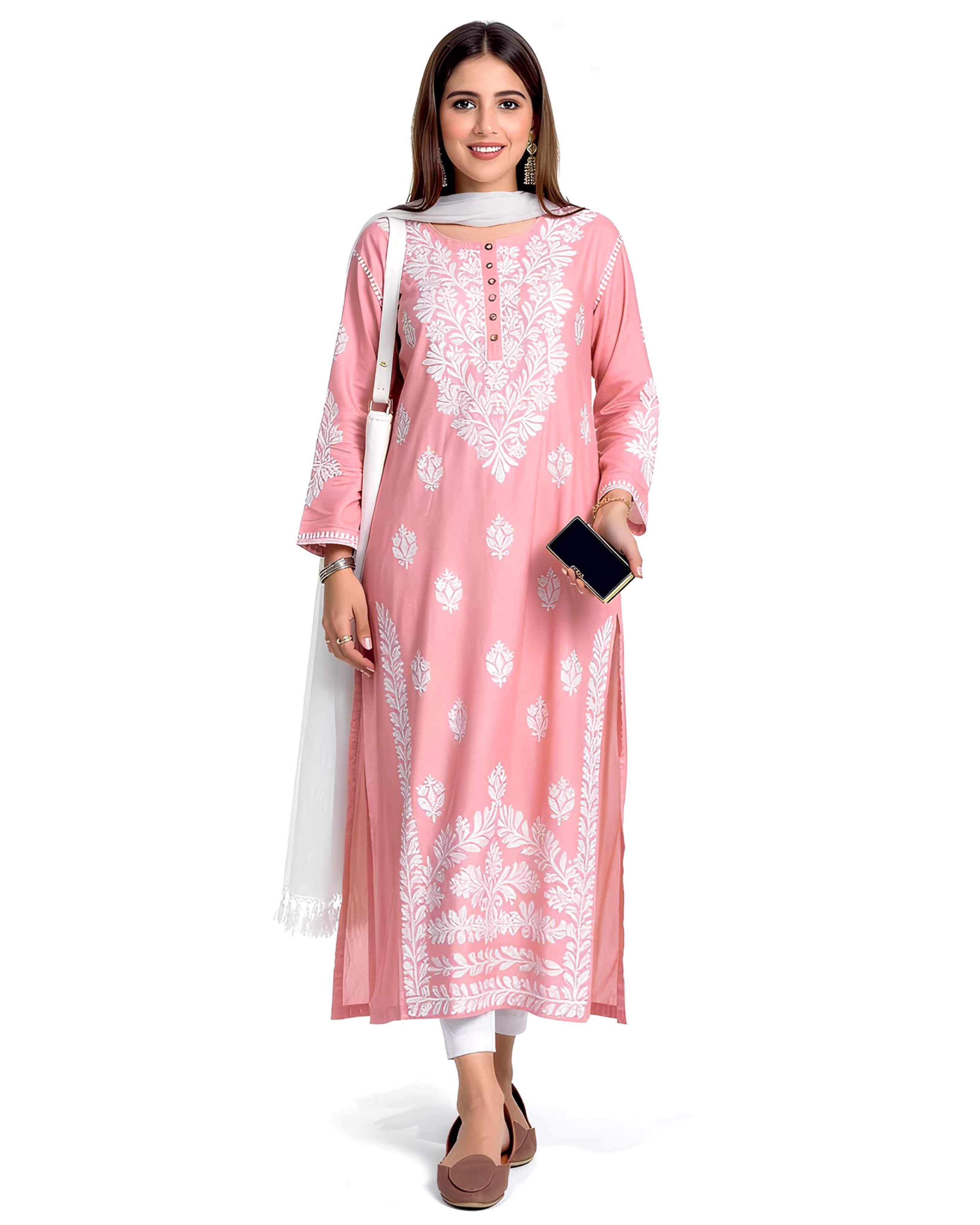 1 Pc Stitched Linen Embroidered Kurta
