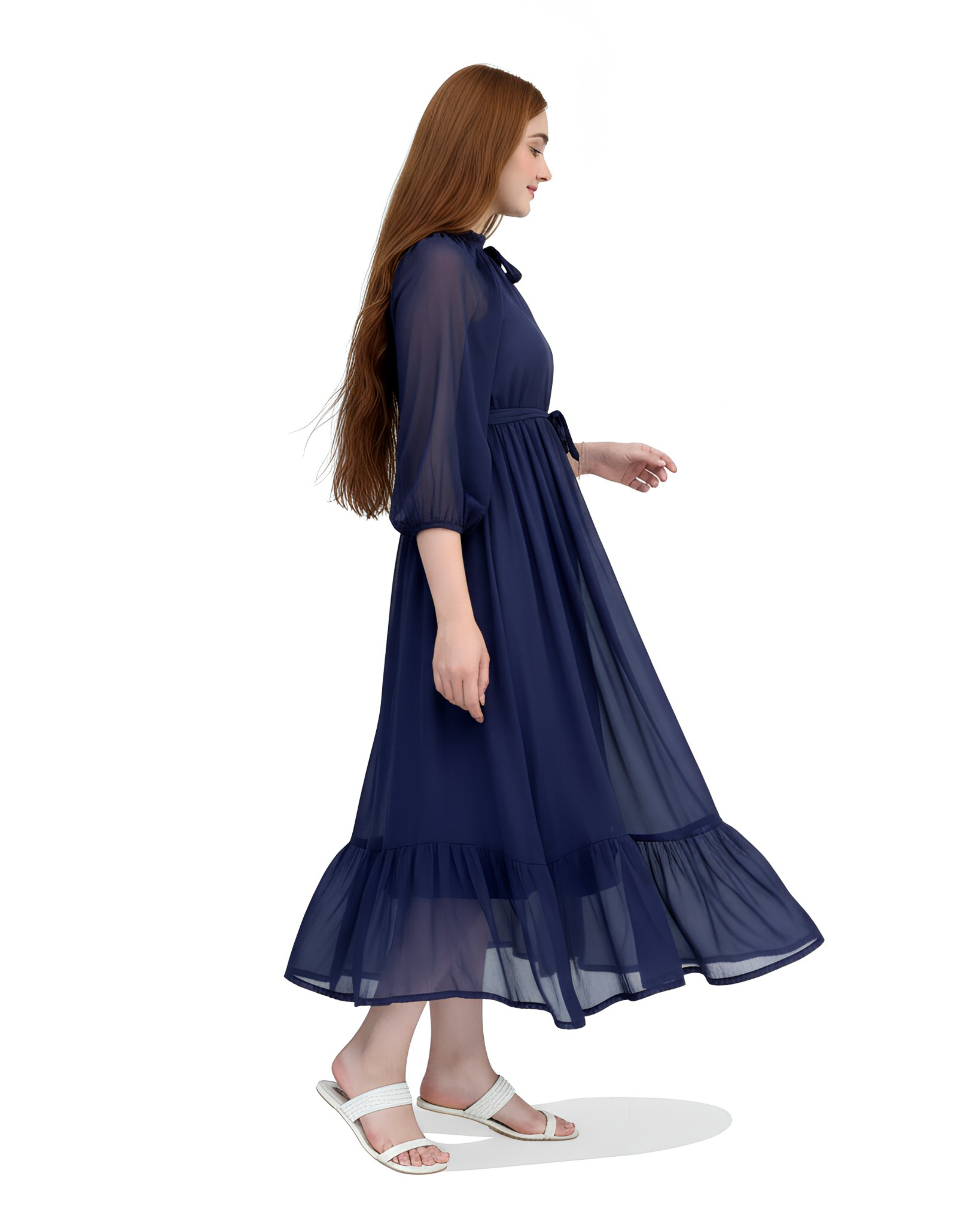 1 Pc Stitched Chiffon Plain Frock