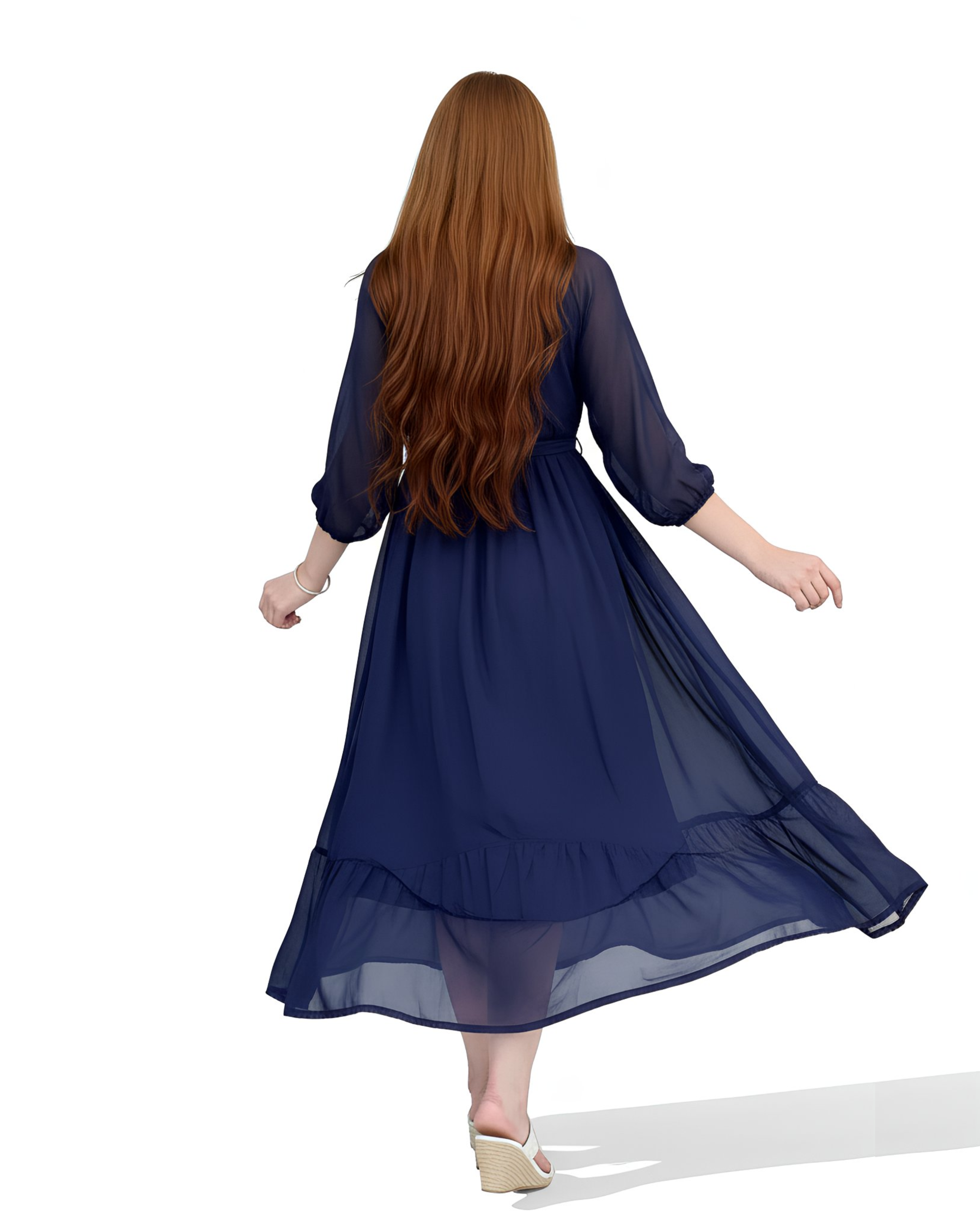 1 Pc Stitched Chiffon Plain Frock