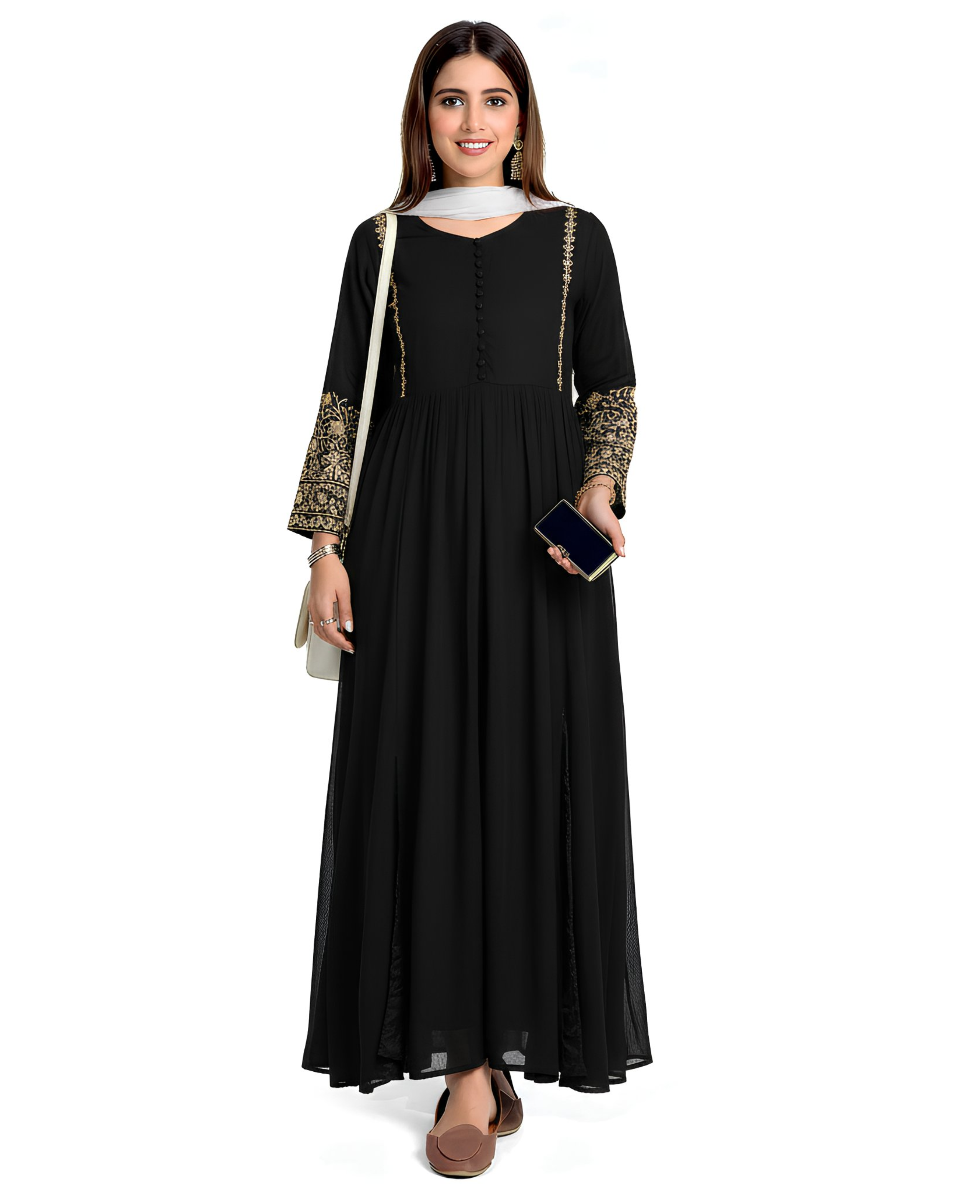 Embroidered Maxi Suit with Trouser - 2Pc Set