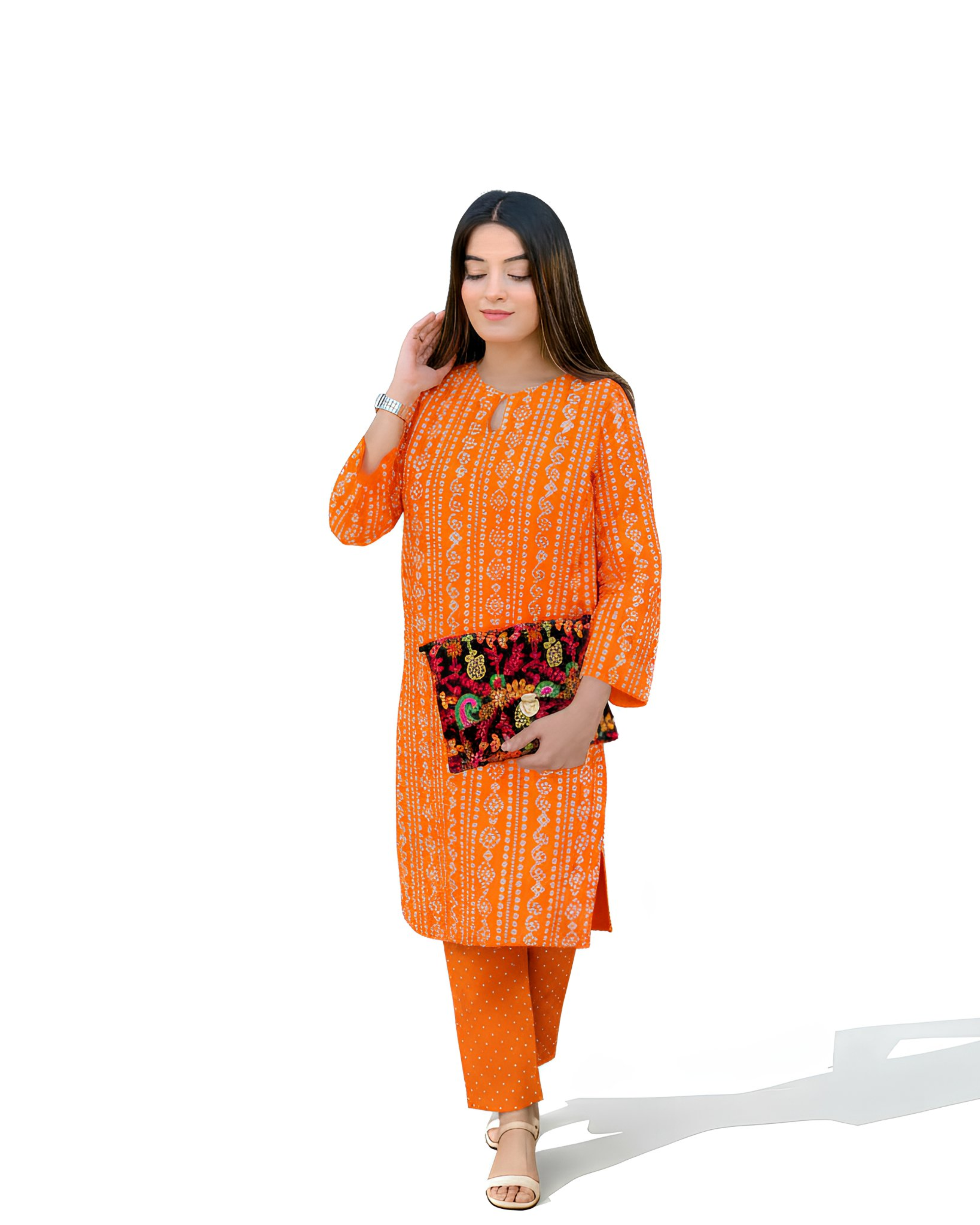 2 Pcs Stitched Linen Printed