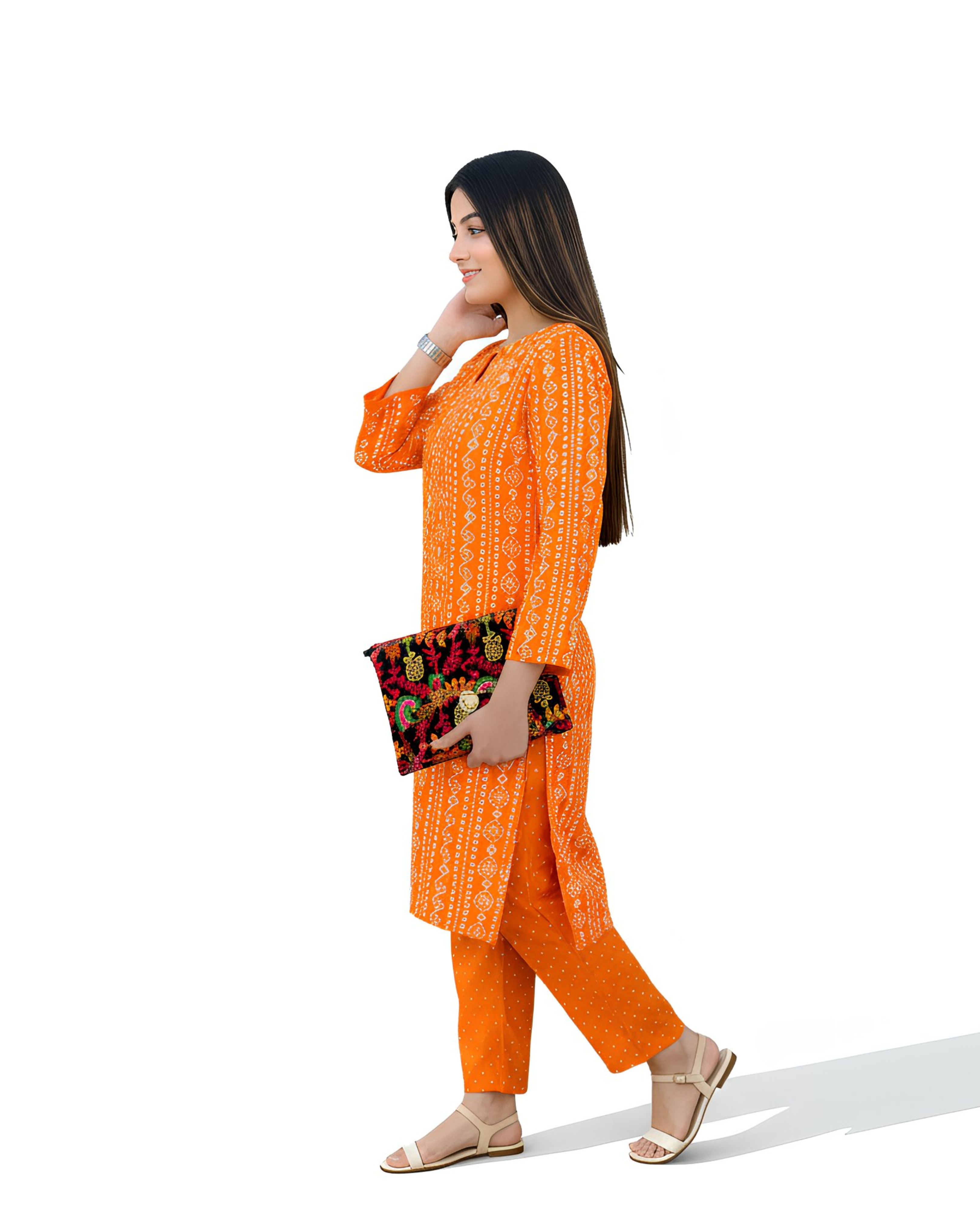 2 Pcs Stitched Linen Printed