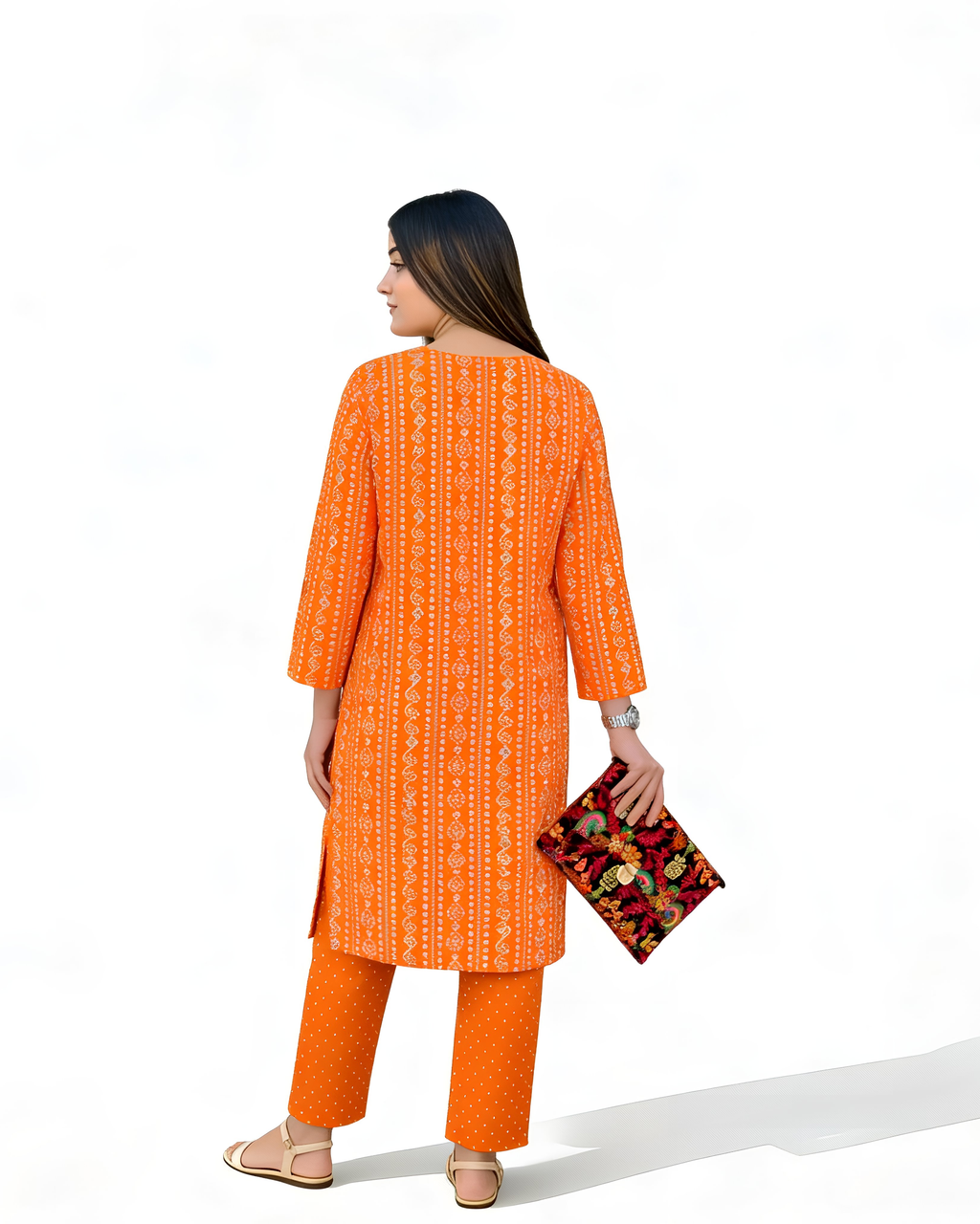 2 Pcs Stitched Linen Printed