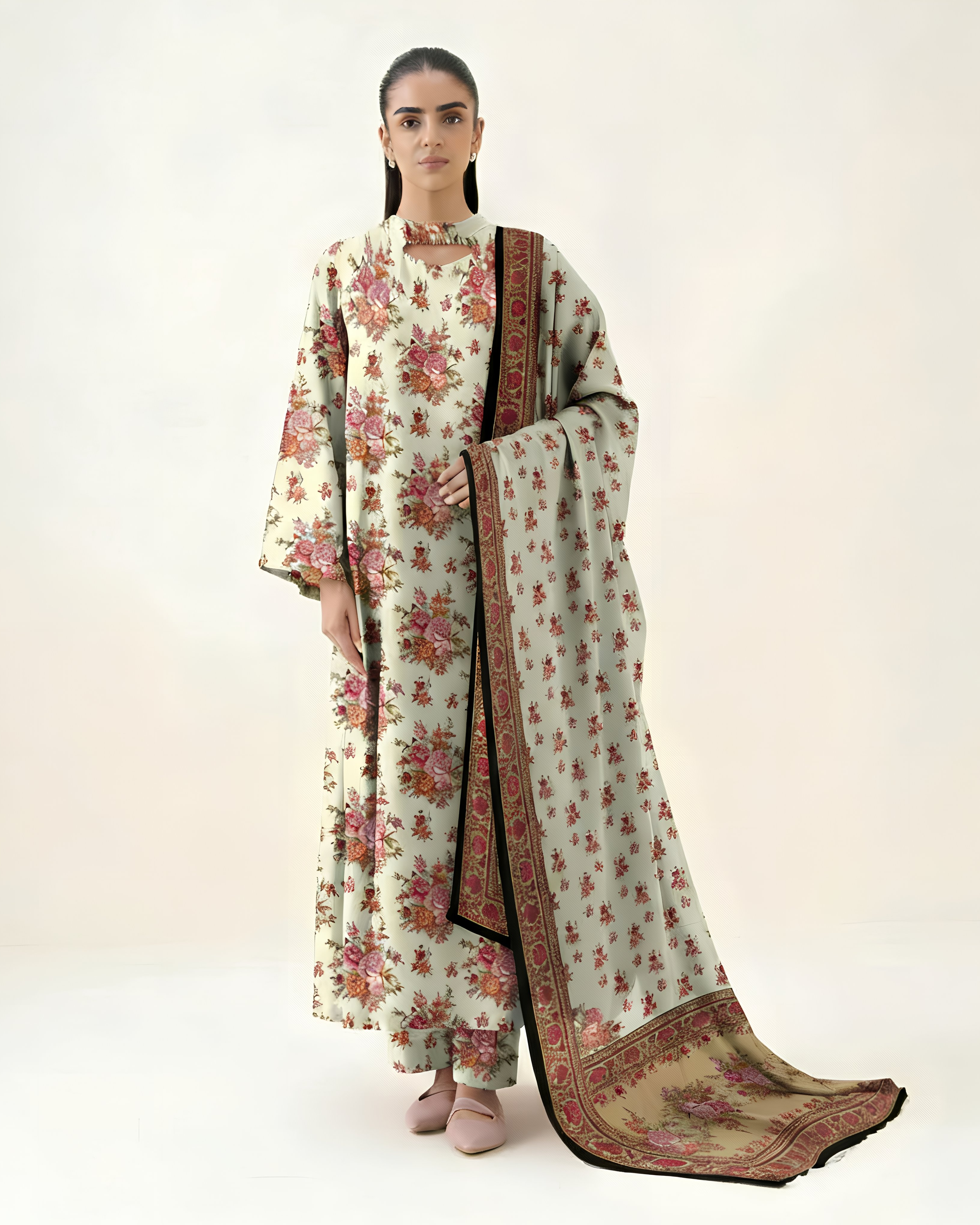 3 Pcs Unstitched Printed Suit