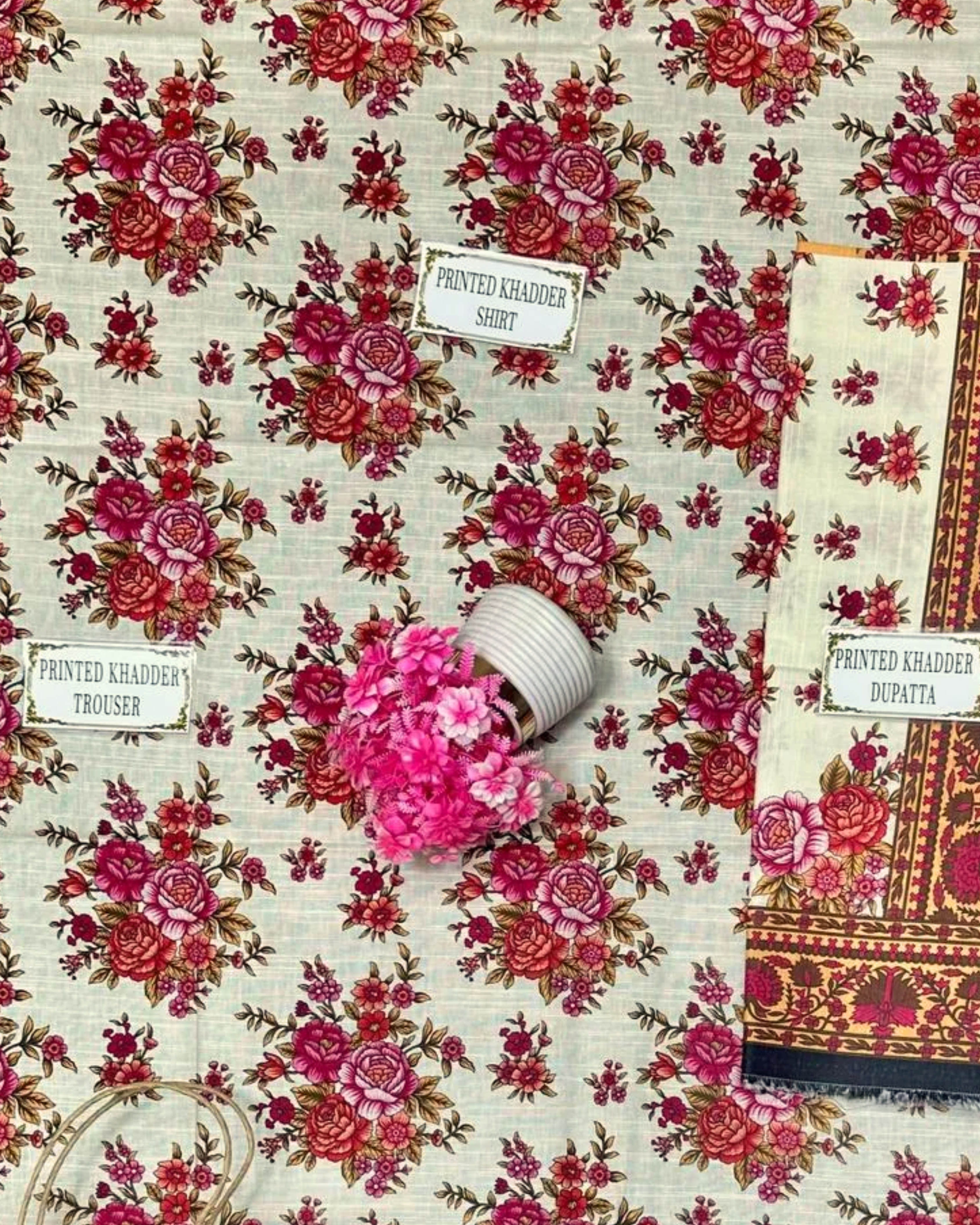 3 Pcs Unstitched Printed Suit