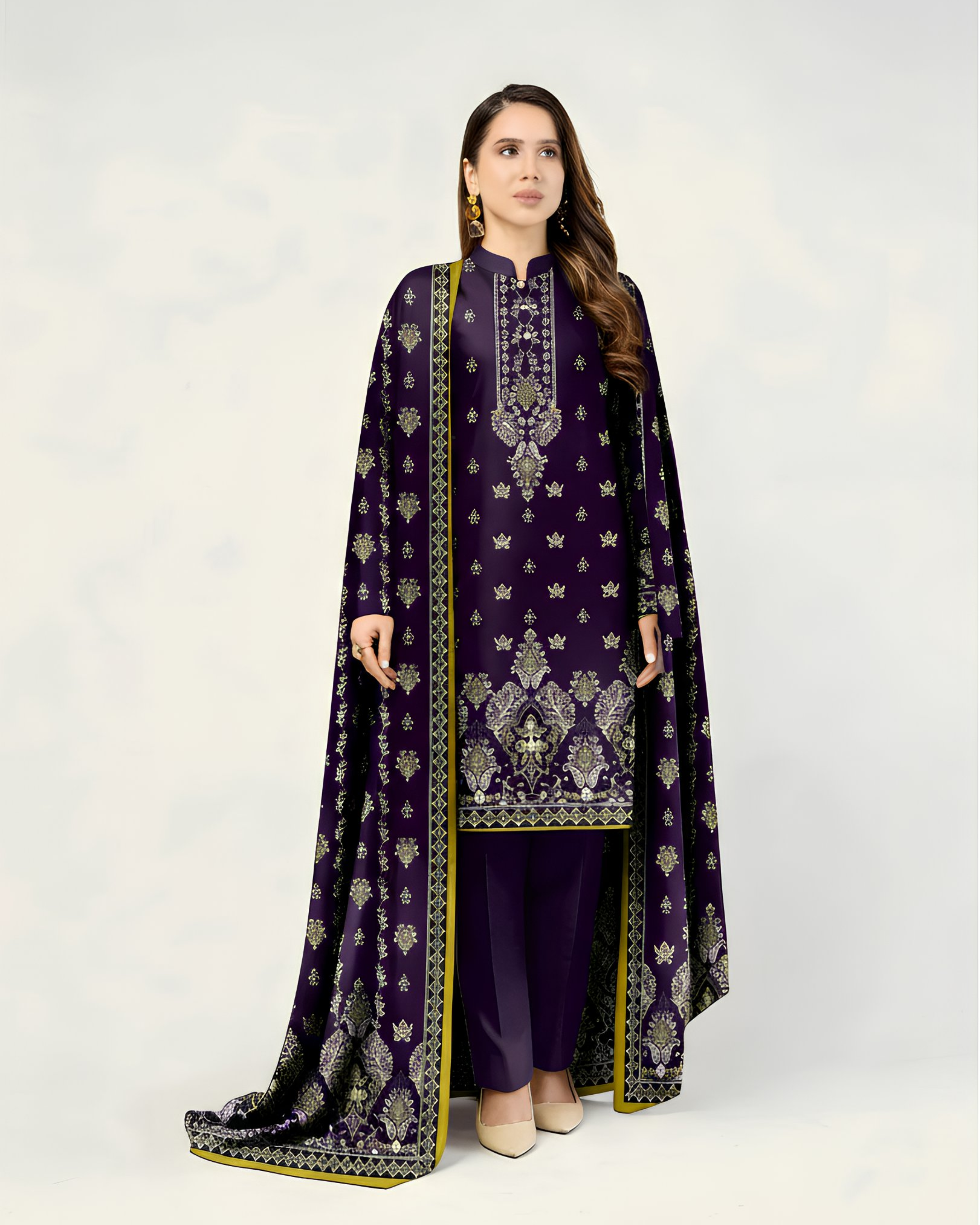 3 Pcs Unstitched Printed Suit