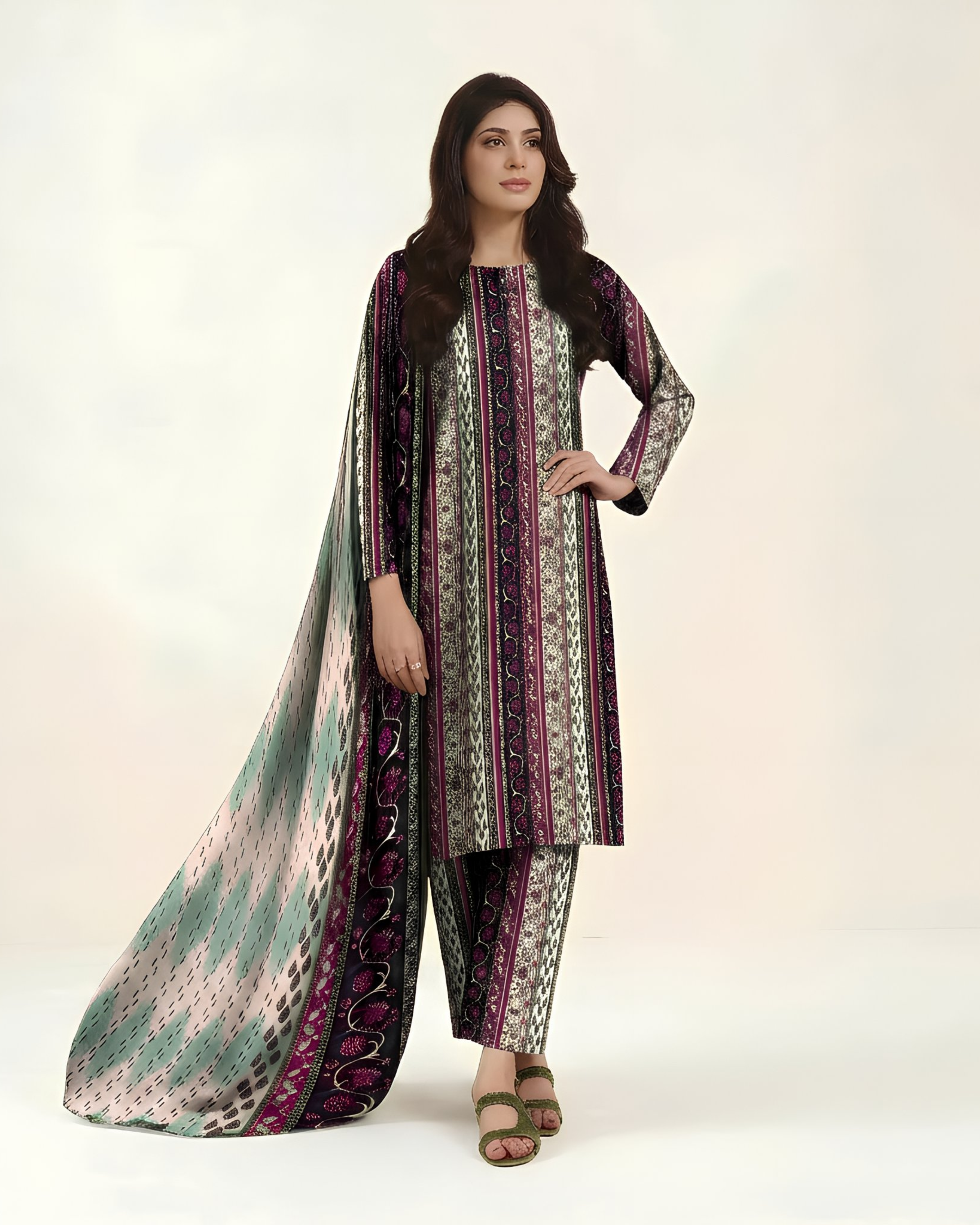 3 Pcs Unstitched Printed Suit