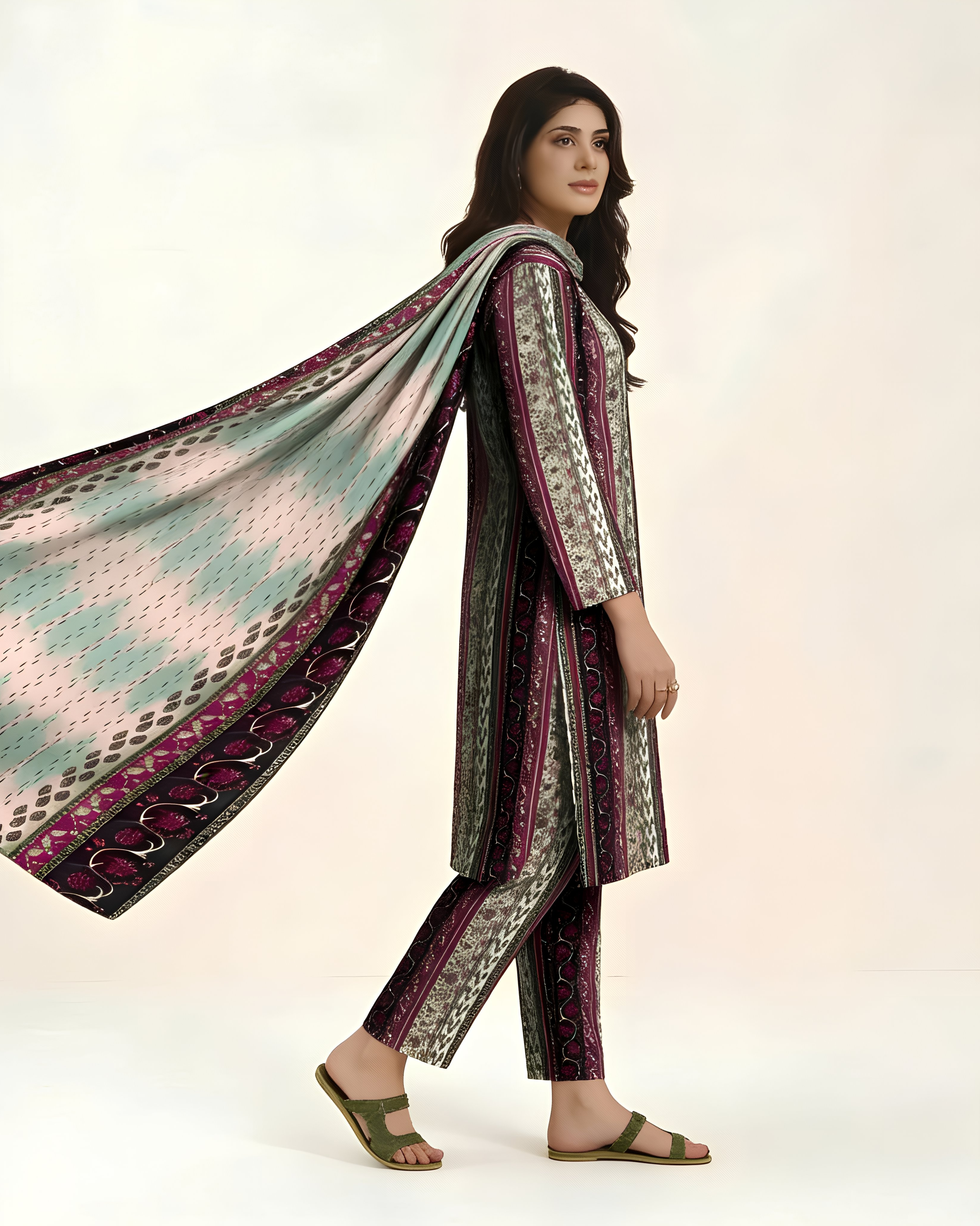 3 Pcs Unstitched Printed Suit