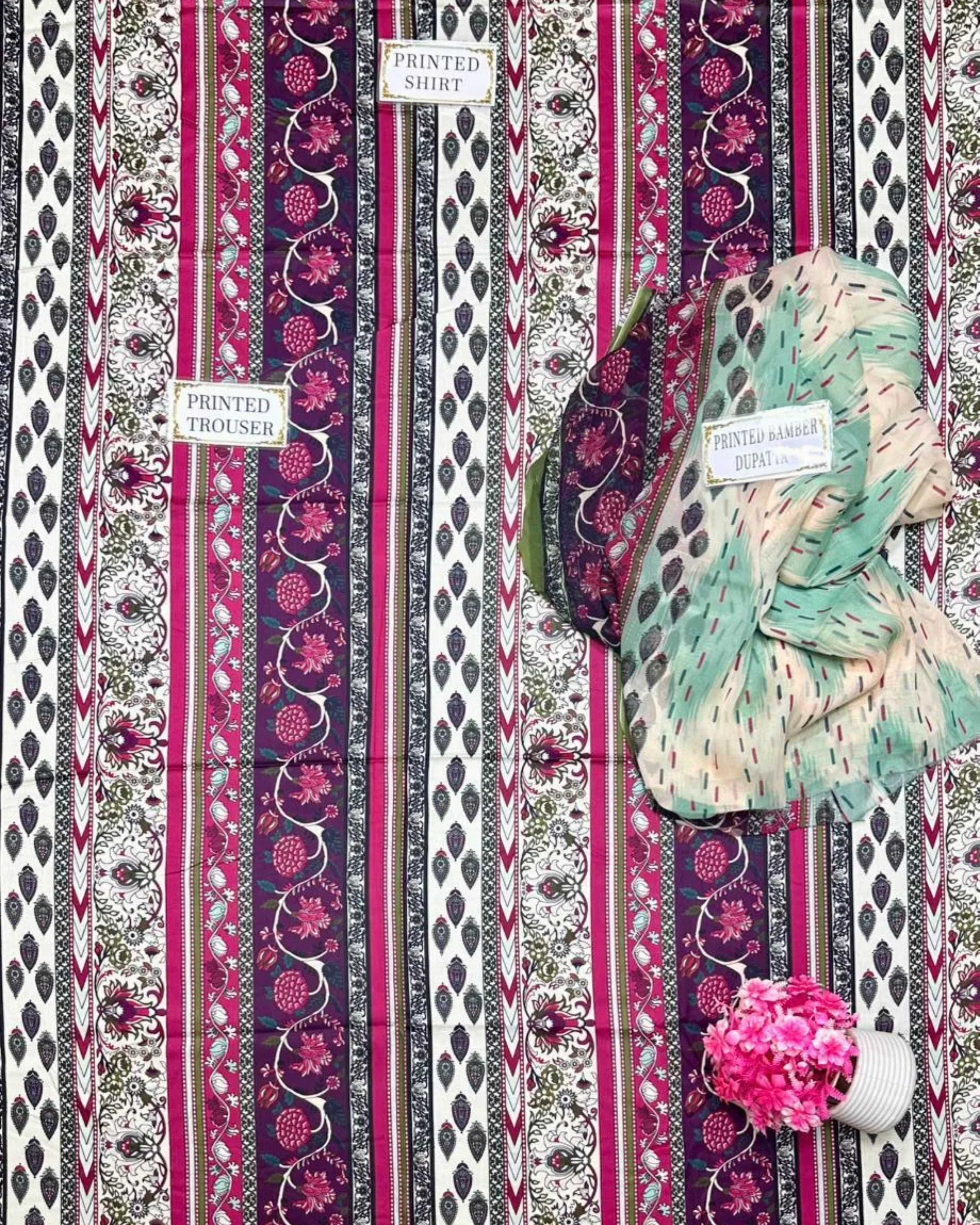 3 Pcs Unstitched Printed Suit