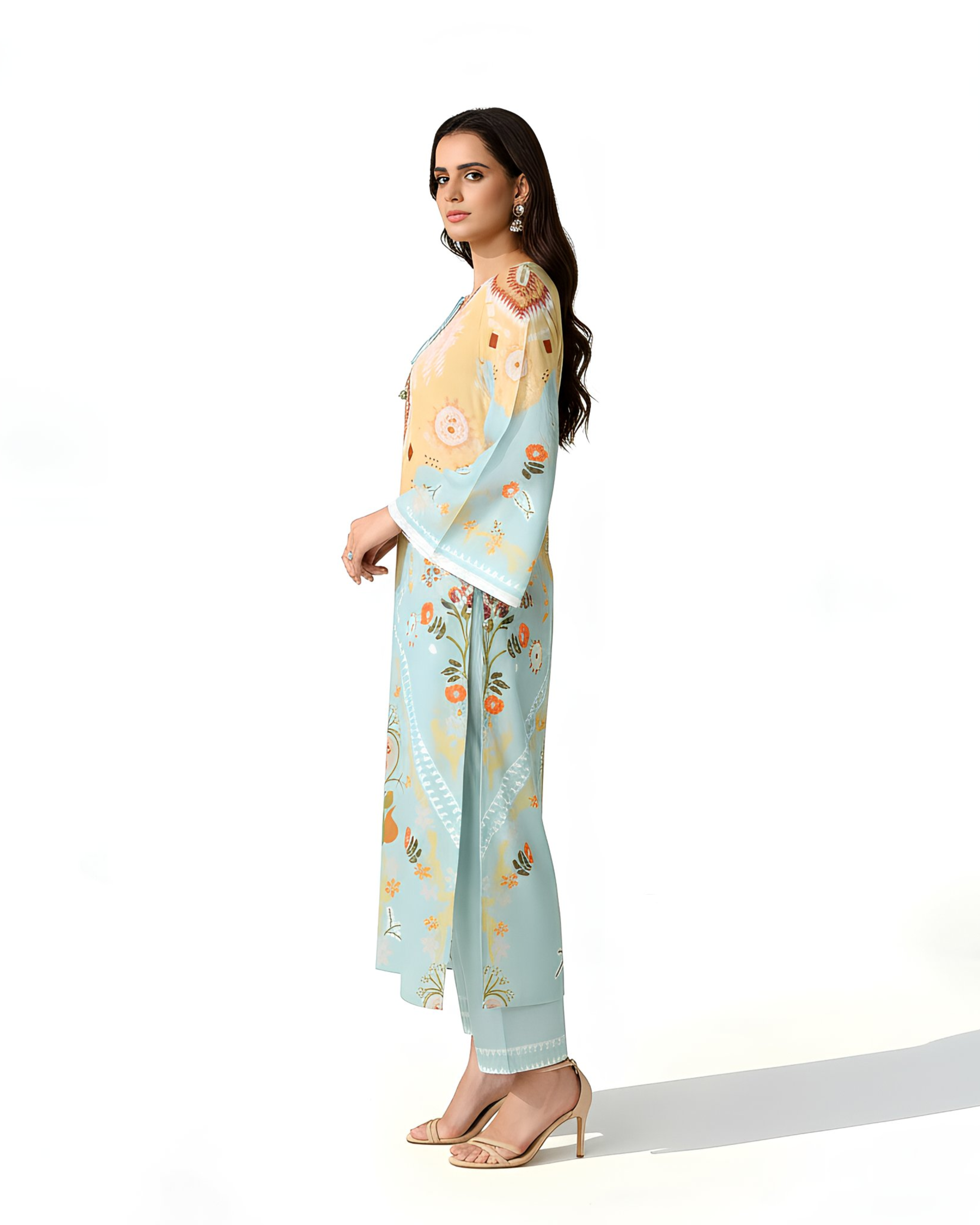 2 Pcs Stitched Swiss Lawn Printed Shirt And Trouser