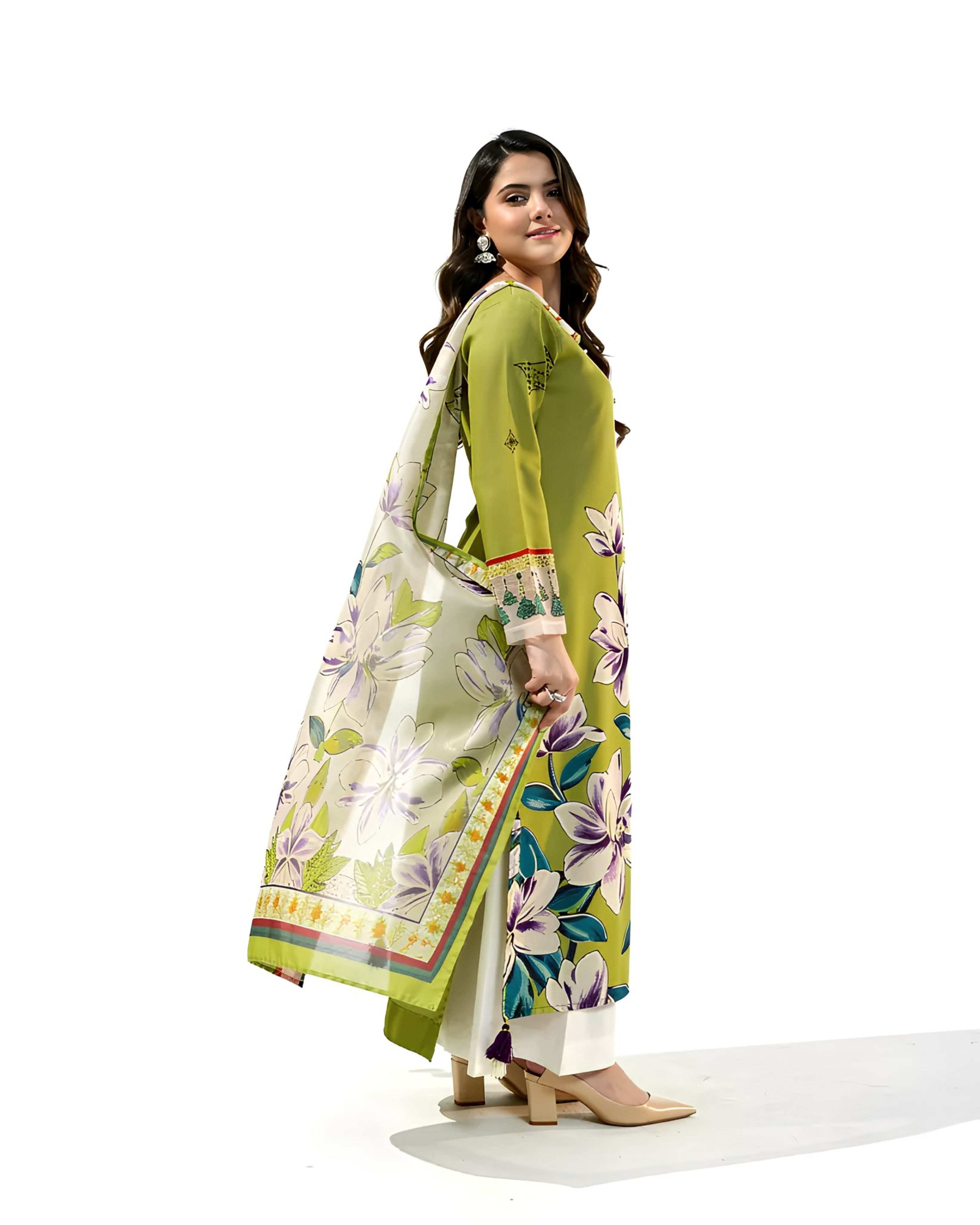 2 Pcs Stitched Silk Printed Shirt And Trouser