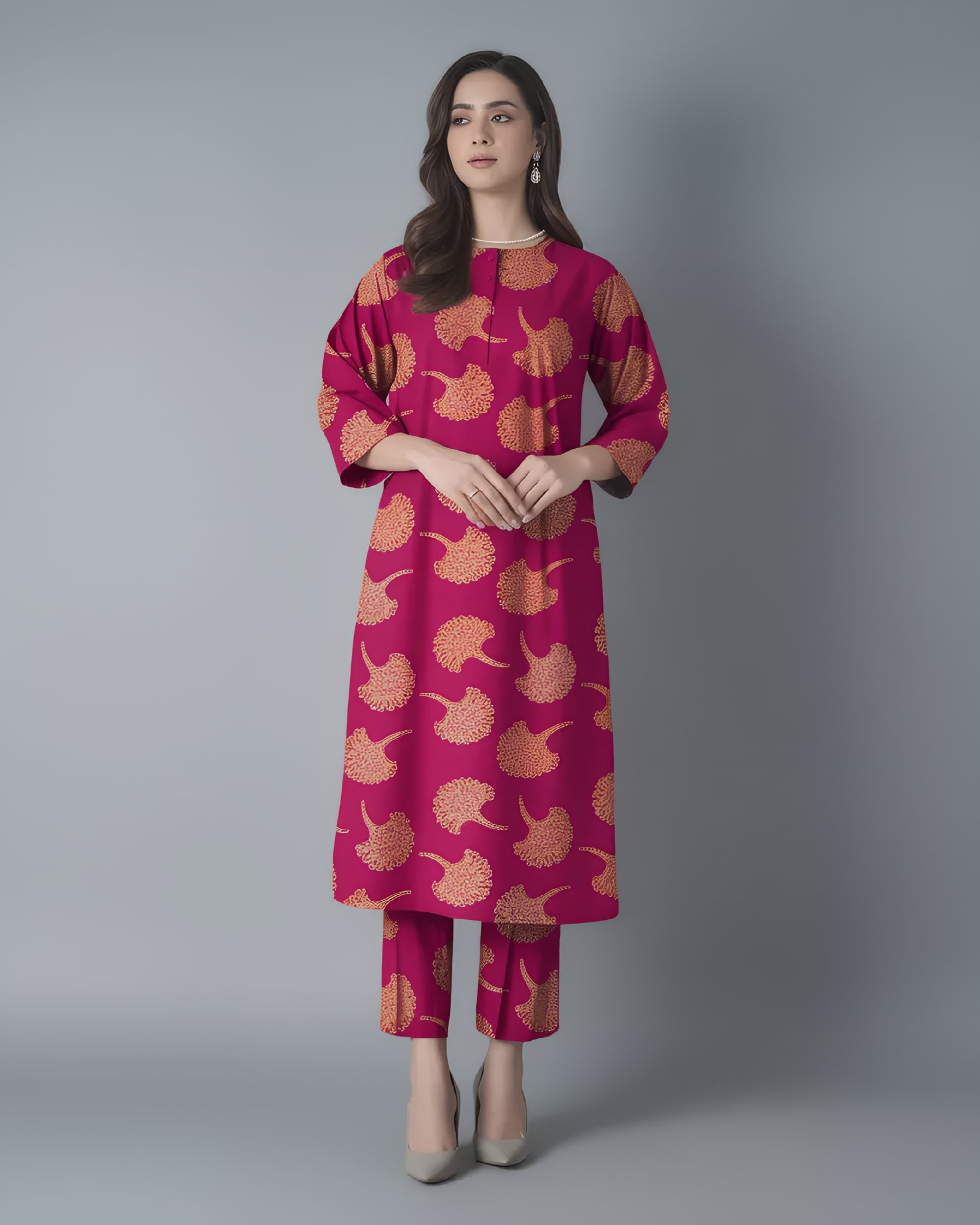 2 Pcs Unstitched Printed Suit