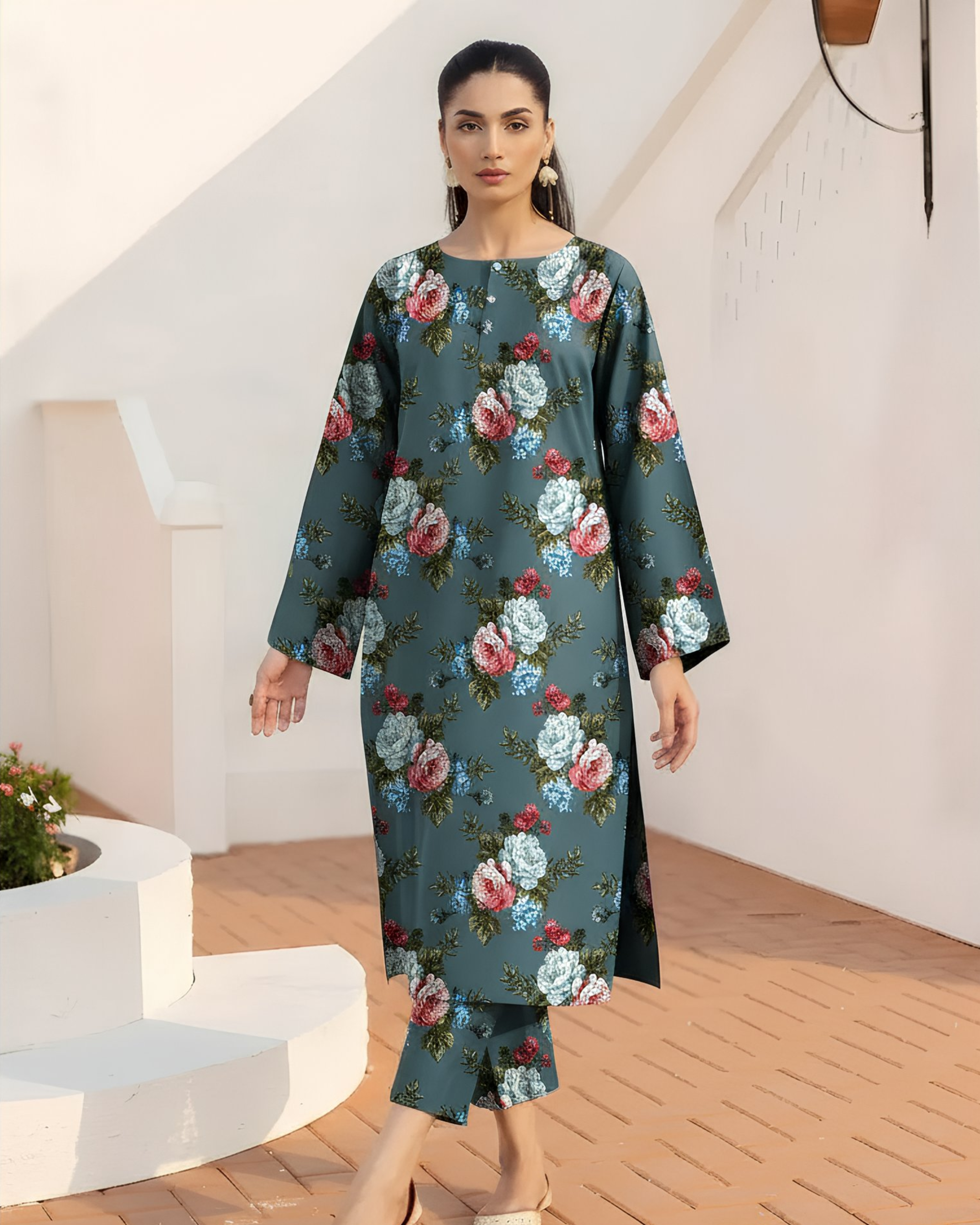 2 Pcs Unstitched Printed Suit