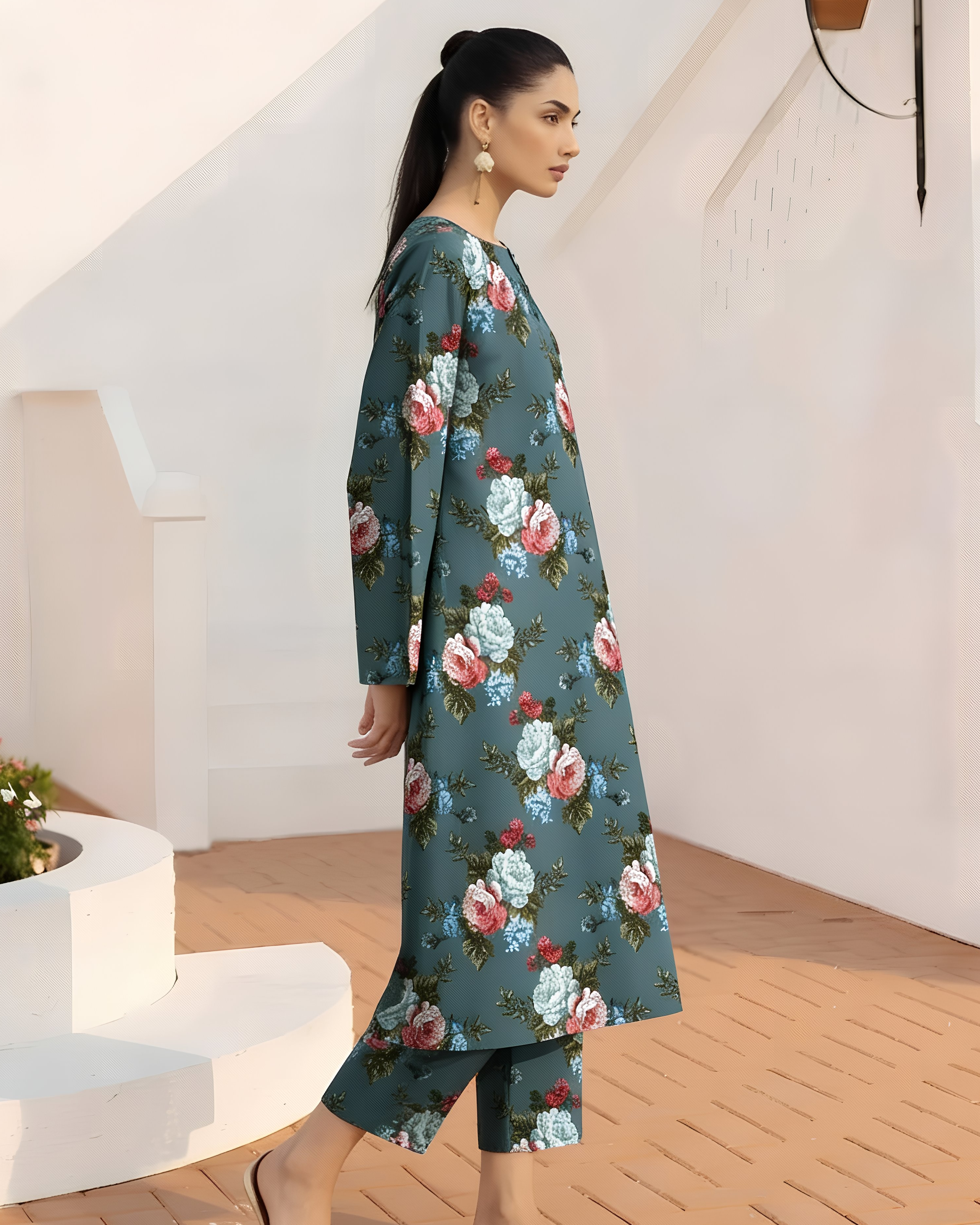 2 Pcs Unstitched Printed Suit