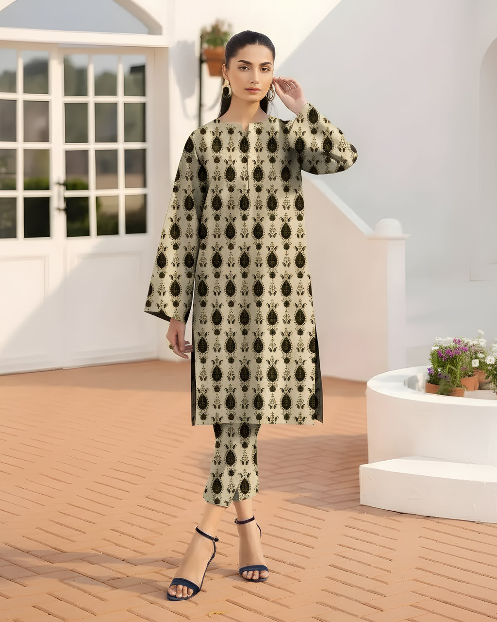 2 Pcs Unstitched Printed Suit