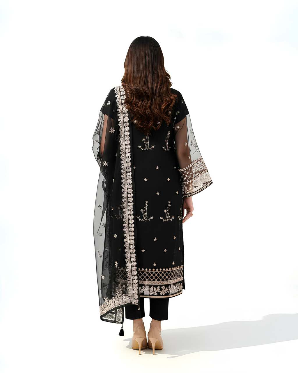 3 Pcs Organza Embroidered Set