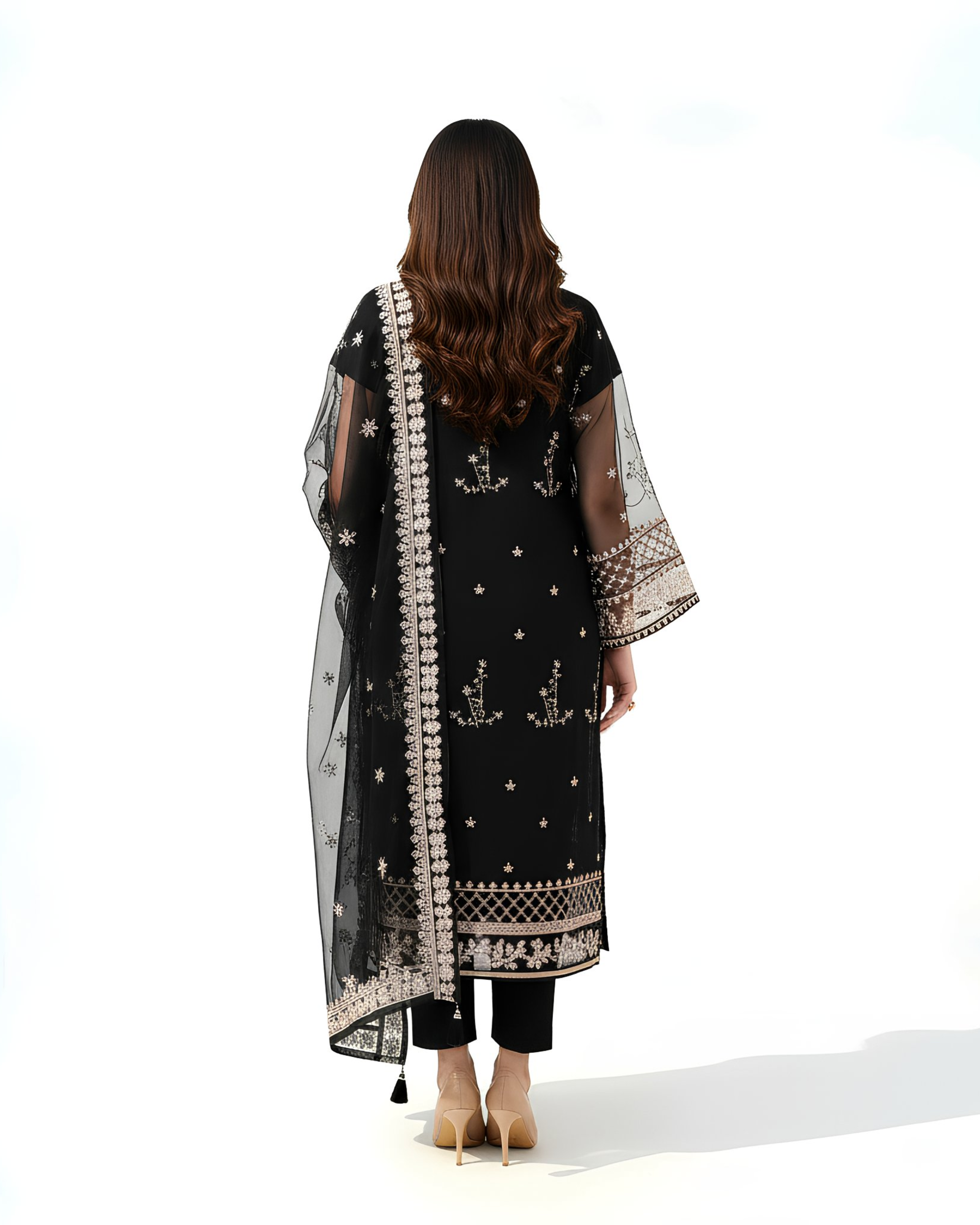 3 Pcs Organza Embroidered Set