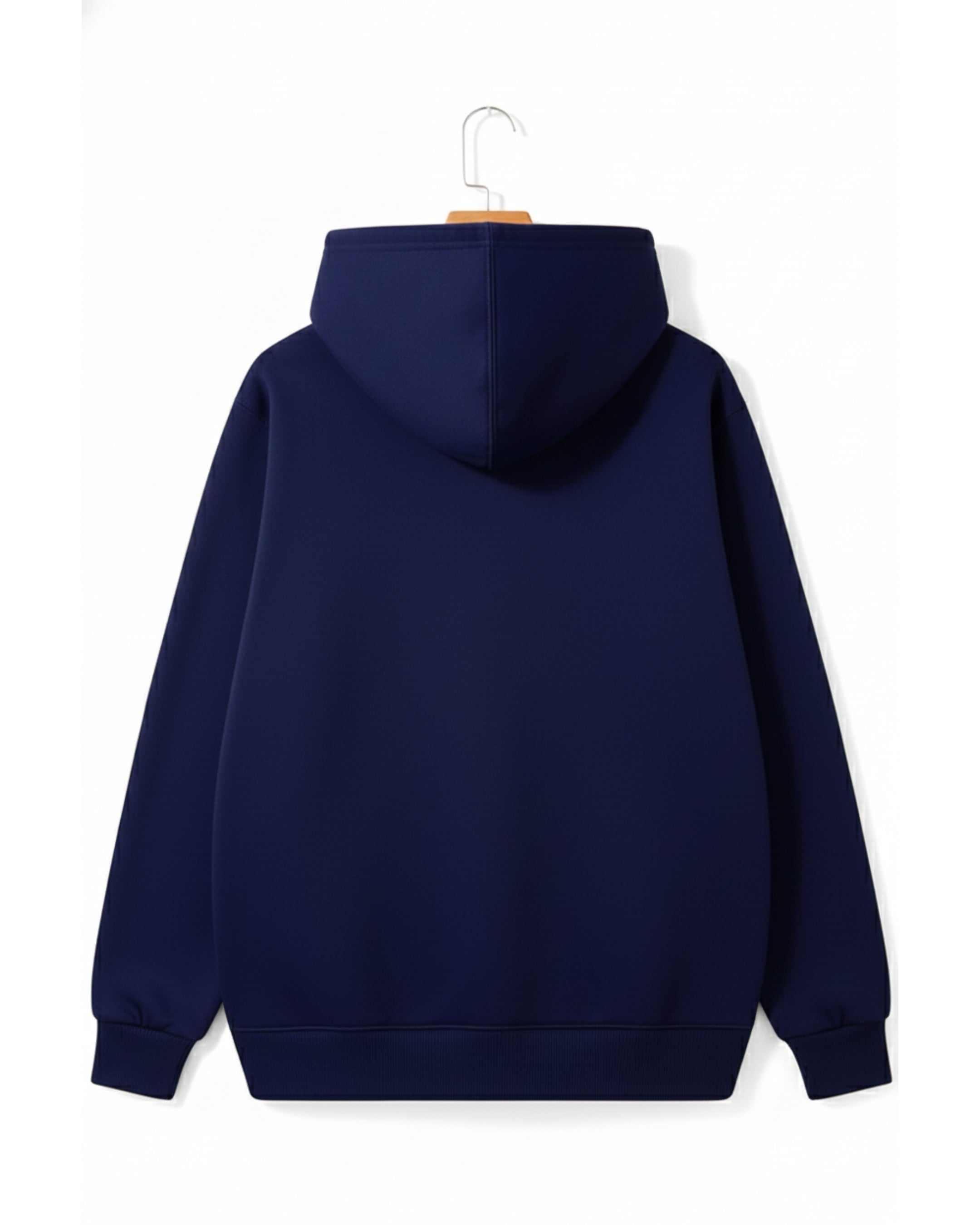 Navy Blue Plain Round Neck Hoodie