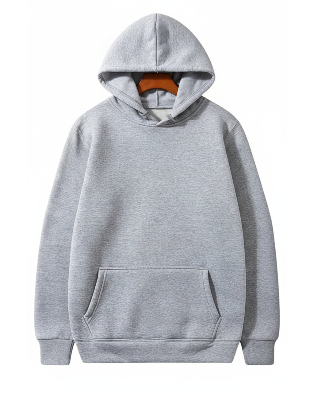 Grey Plain Round Neck Hoodie
