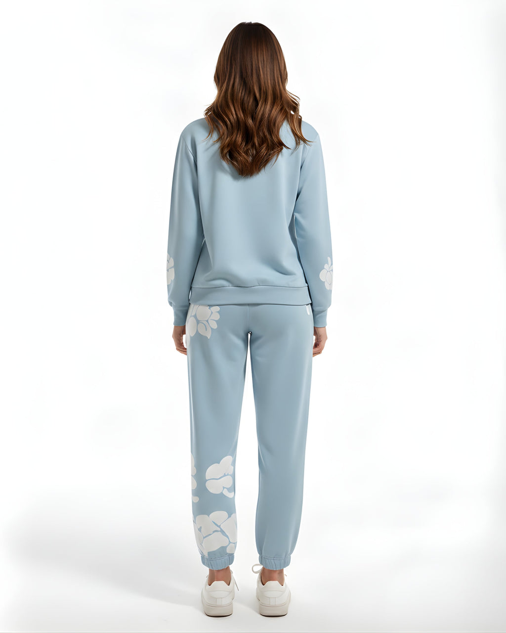 Aqua Fleece Printed Sweatshirt Tracksuit