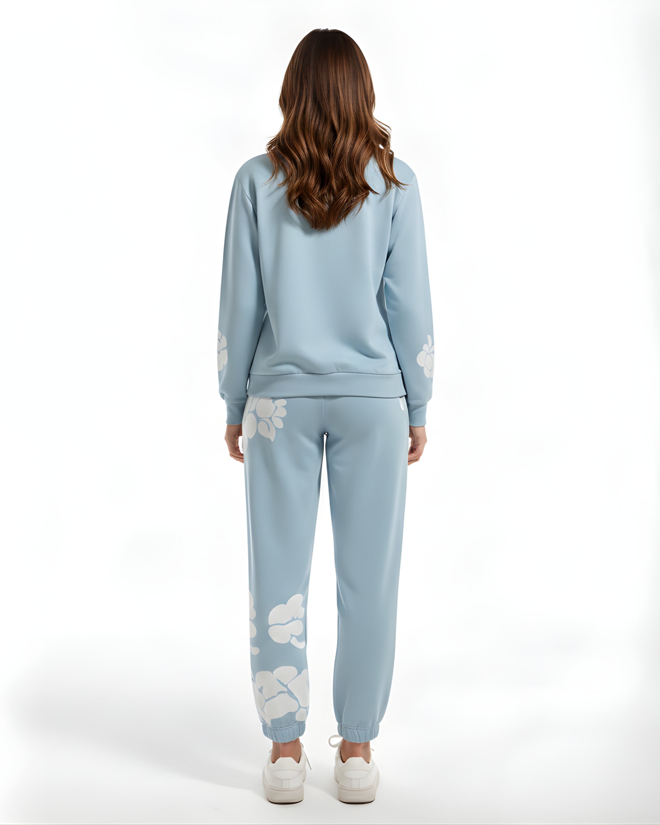 Aqua Fleece Printed Sweatshirt Tracksuit