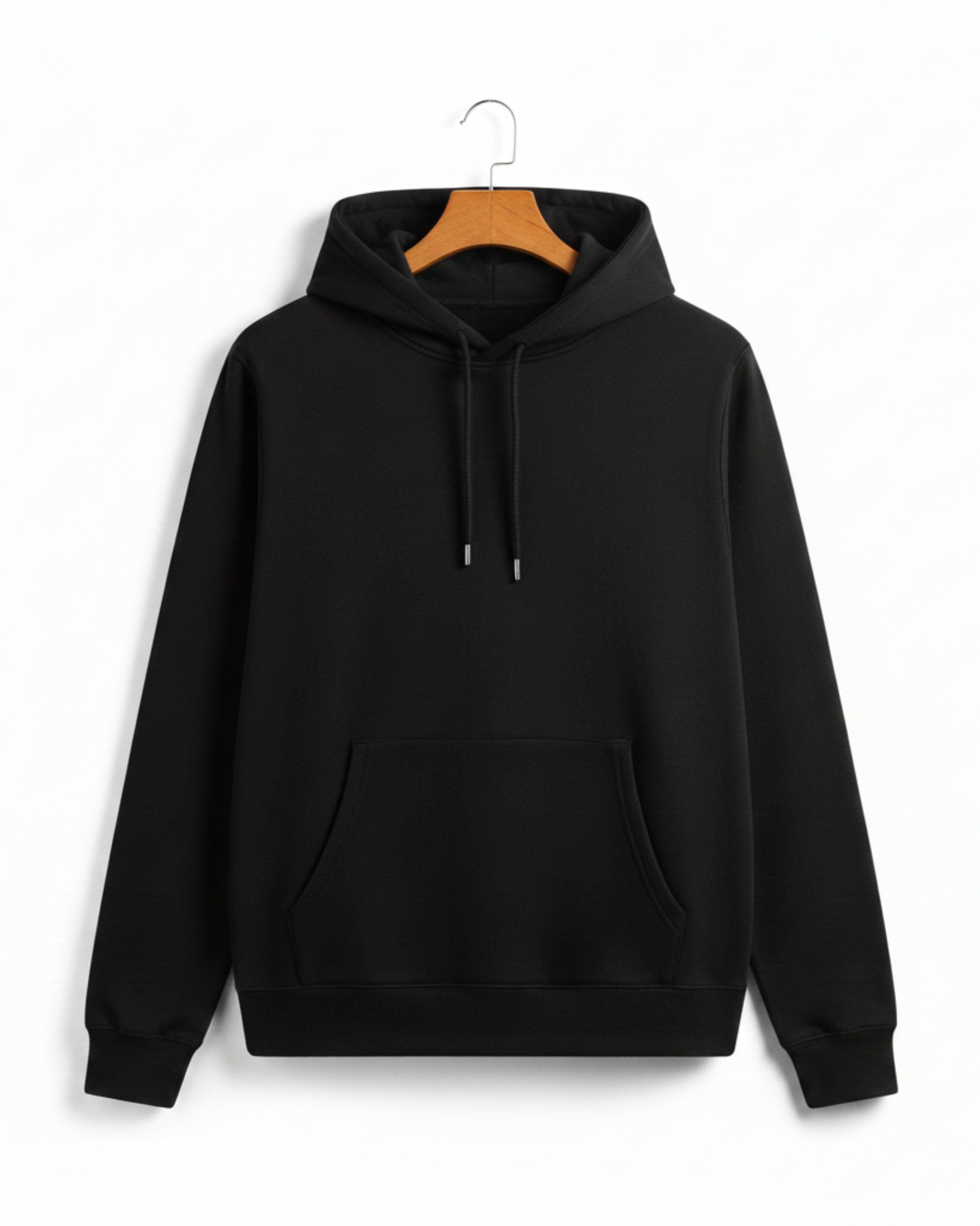 Black Fleece Plain Hoodie