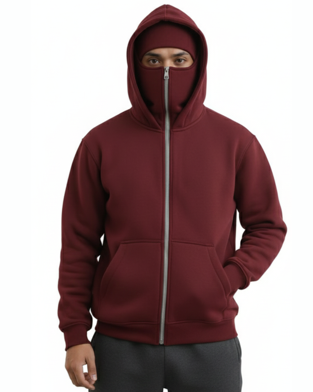 Balaclava Ninja Maroon Hoodie